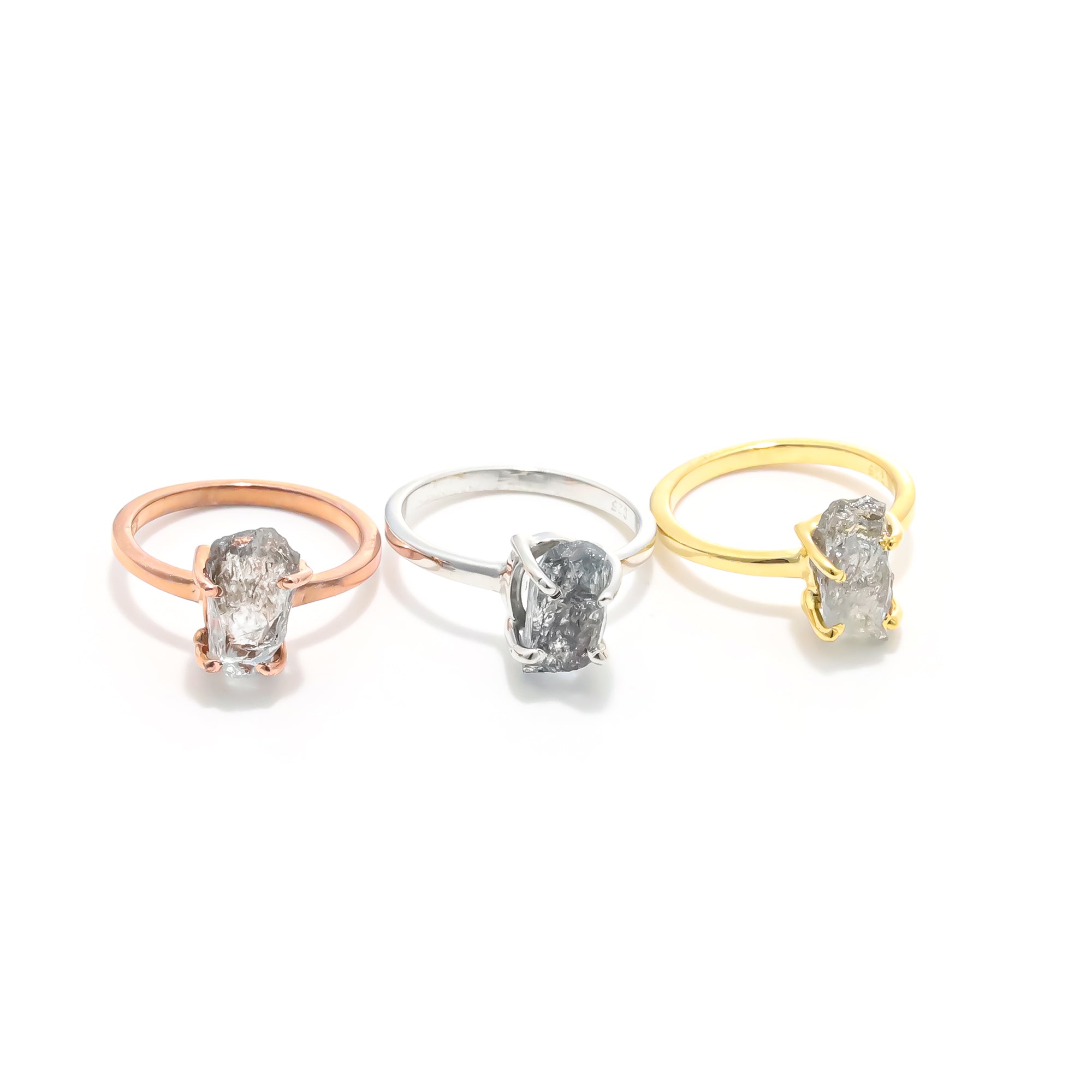 Raw Moss Aquamarine Ring in 925 Sterling Silver Rough Gemstone Ring Handmade March Birthstone Jewelry