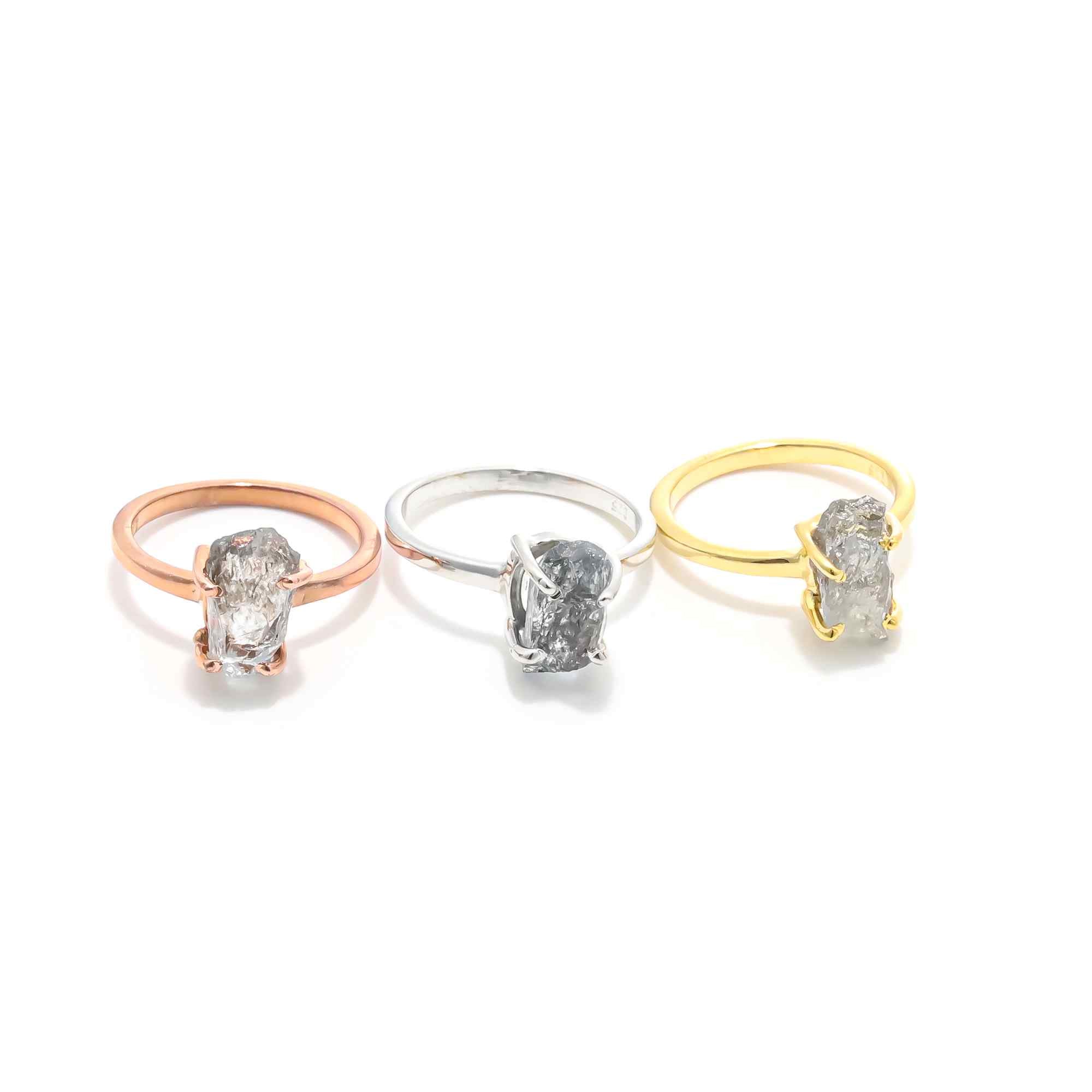 Raw Moss Aquamarine Ring in 925 Sterling Silver Rough Gemstone Ring Handmade March Birthstone Jewelry