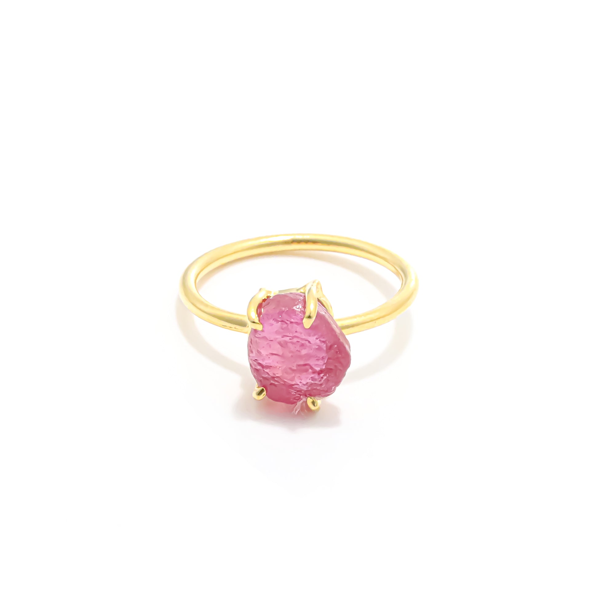 Raw Glass Filled Ruby Ring in 925 Sterling Silver Rough Gemstone Ring Handmade