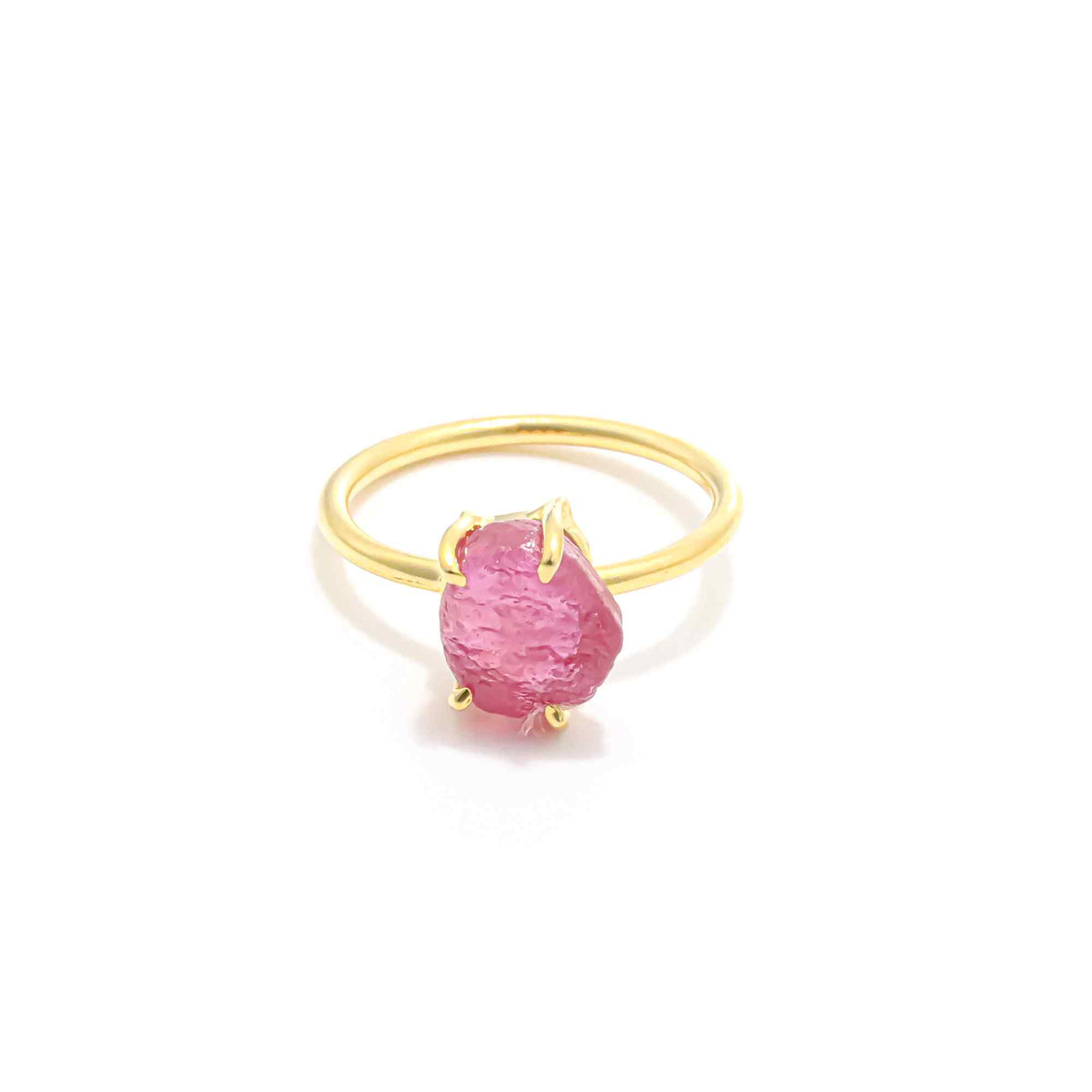 Raw Glass Filled Ruby Ring in 925 Sterling Silver Rough Gemstone Ring Handmade