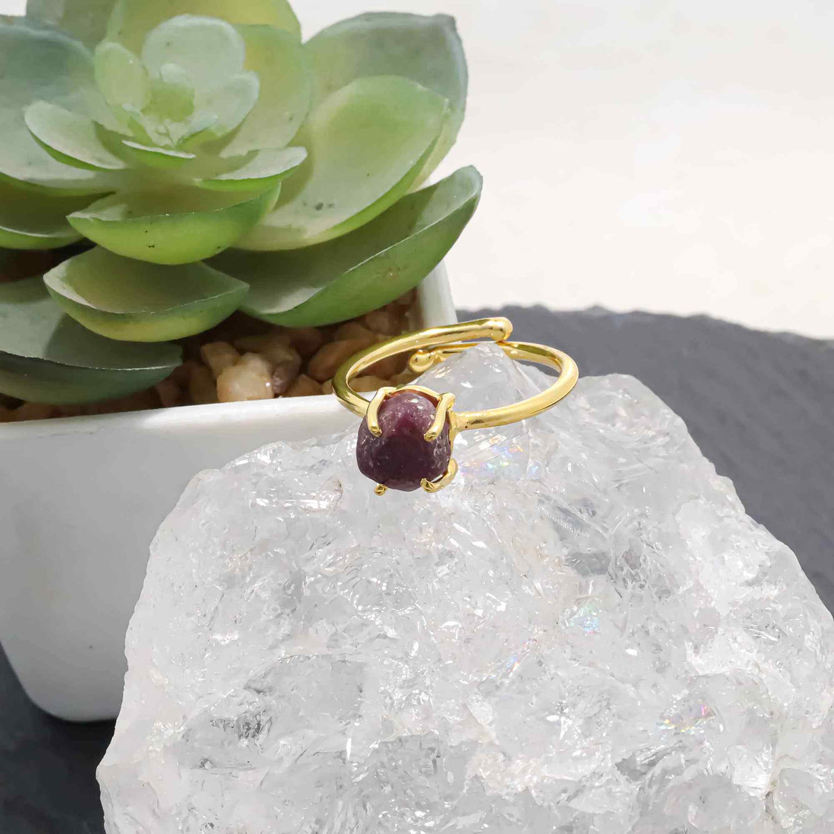 Raw Natural Ruby Ring in 925 Sterling Silver Rough Gemstone Ring Handmade July Birthstone Jewelry