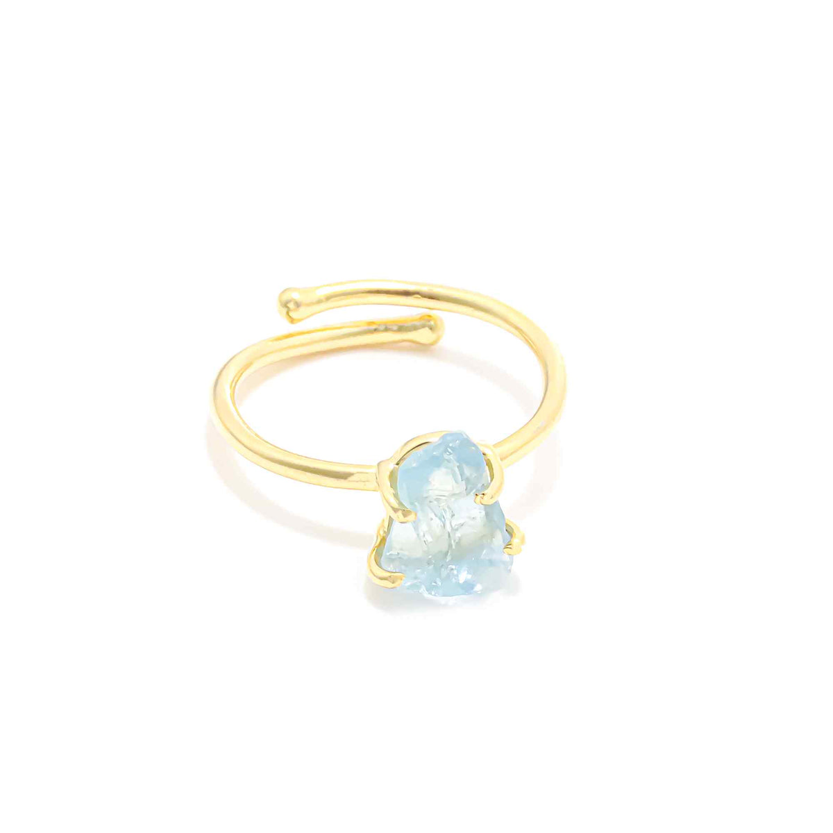 Raw Swiss Blue Topaz Ring in 925 Sterling Silver Rough Gemstone Ring Handmade December Birthstone Jewelry