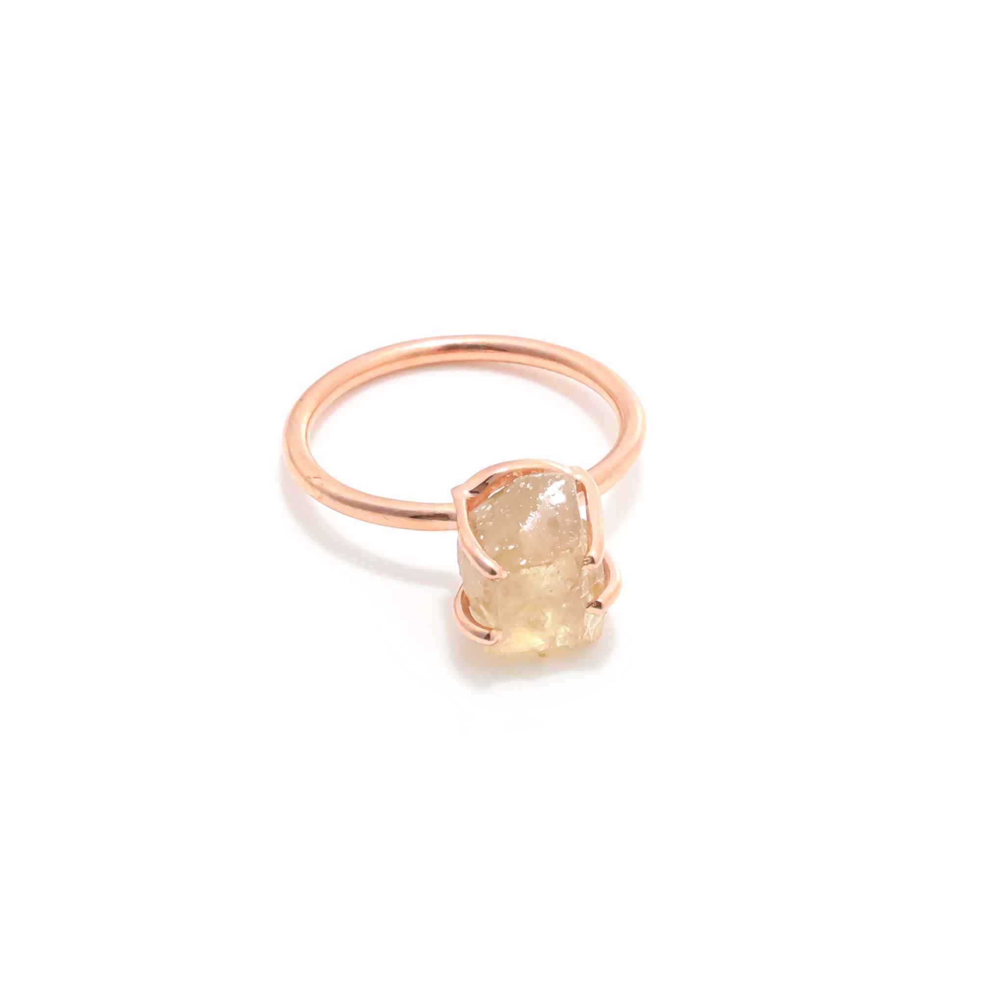 Raw Yellow Sapphire Ring in 925 Sterling Silver Rough Gemstone Ring Handmade Jewelry