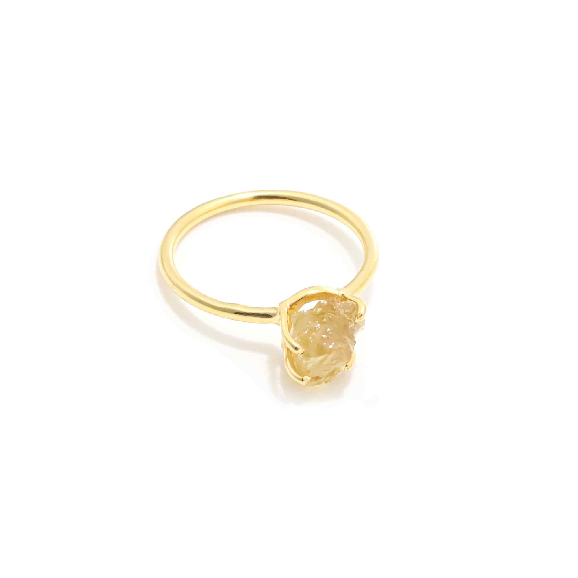Raw Yellow Sapphire Ring in 925 Sterling Silver Rough Gemstone Ring Handmade Jewelry