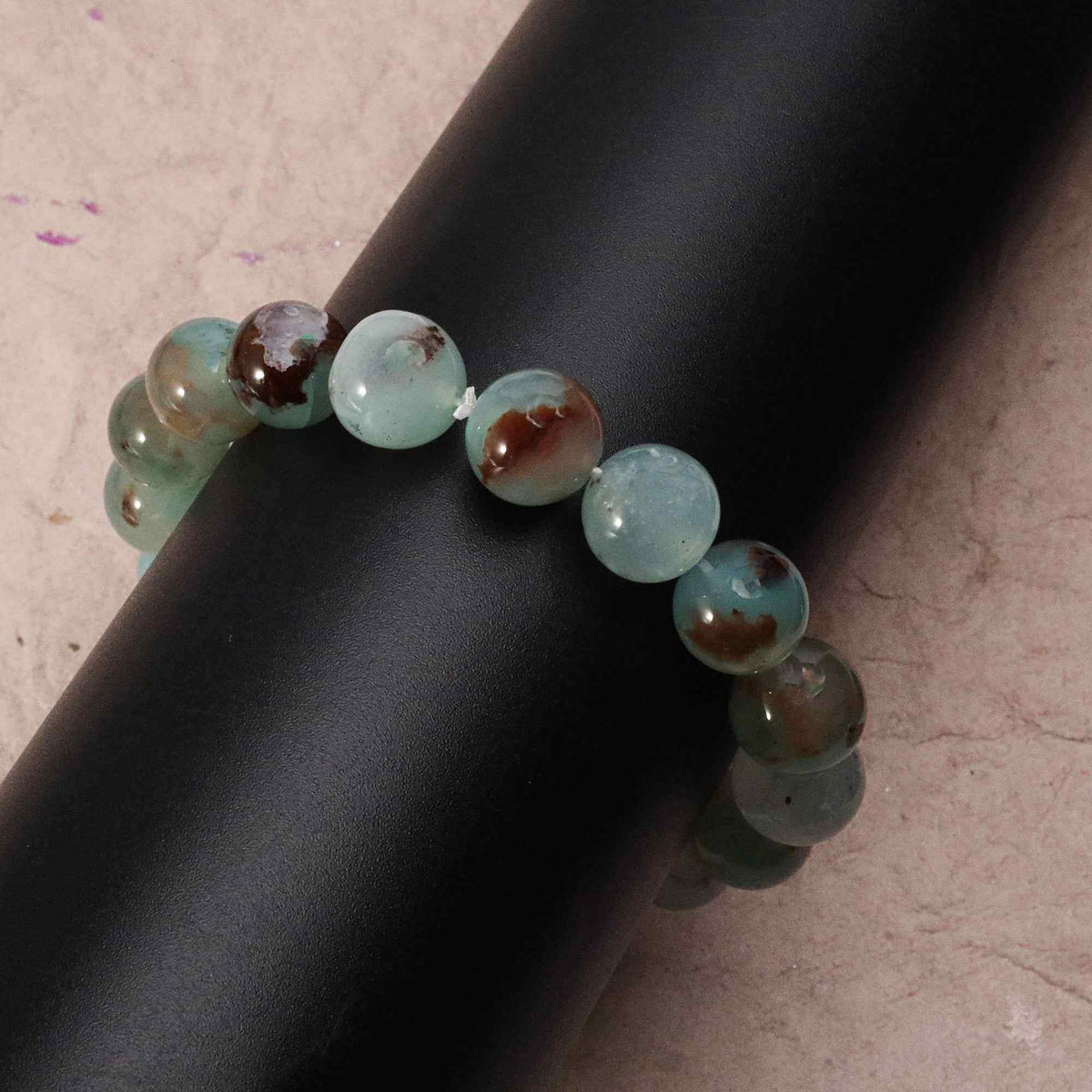 Luxury Aqua Chalcedony Bead Bracelet Genuine Round Gemstone Handmade Jewelry 191 Ct
