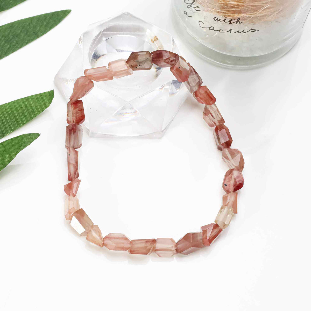 Handmade natural Andesine faceted gemstone tumble bracelet