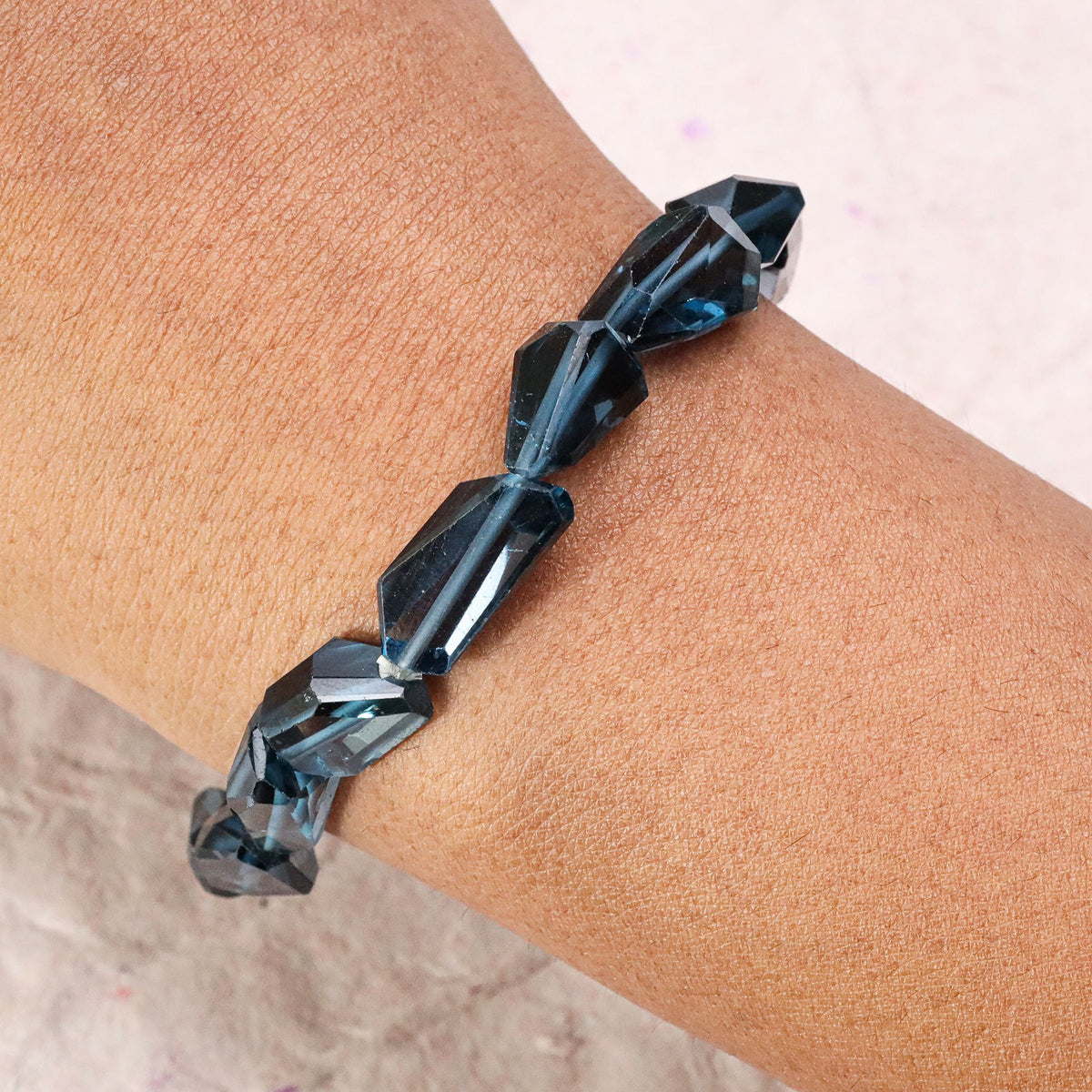 Natural London Blue Topaz Bracelet Faceted Nugget Gemstone Beads Handmade 112 Ct