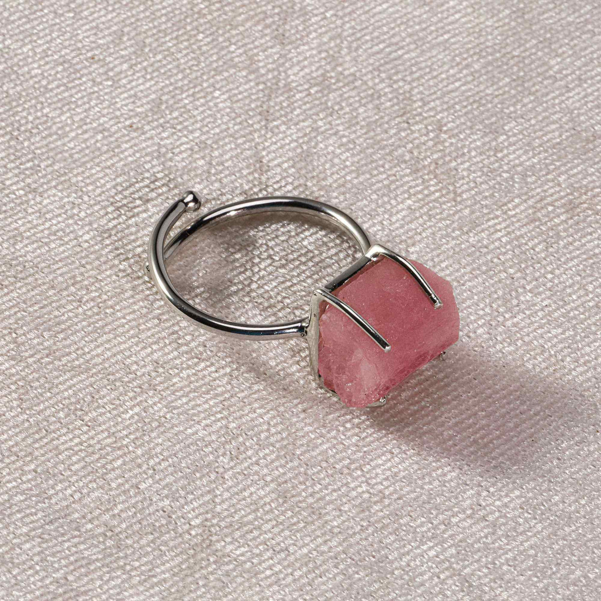 Raw Pink Tourmaline 10x14mm Ring in 925 Sterling Silver Rough Gemstone Handmade October Birthstone Jewelry