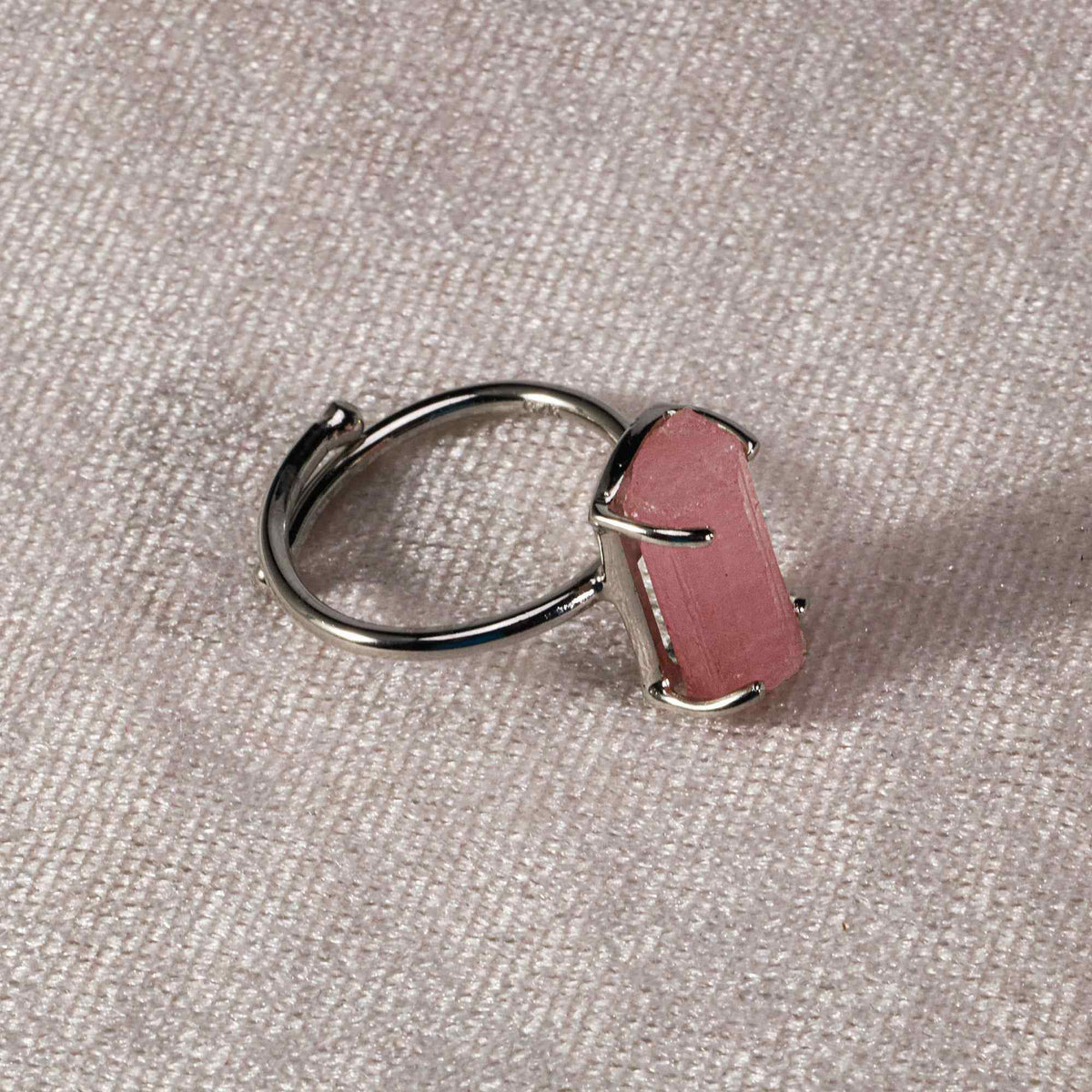 Raw Pink Tourmaline 6x13mm Ring in 925 Sterling Silver Rough Gemstone Handmade October Birthstone Jewelry