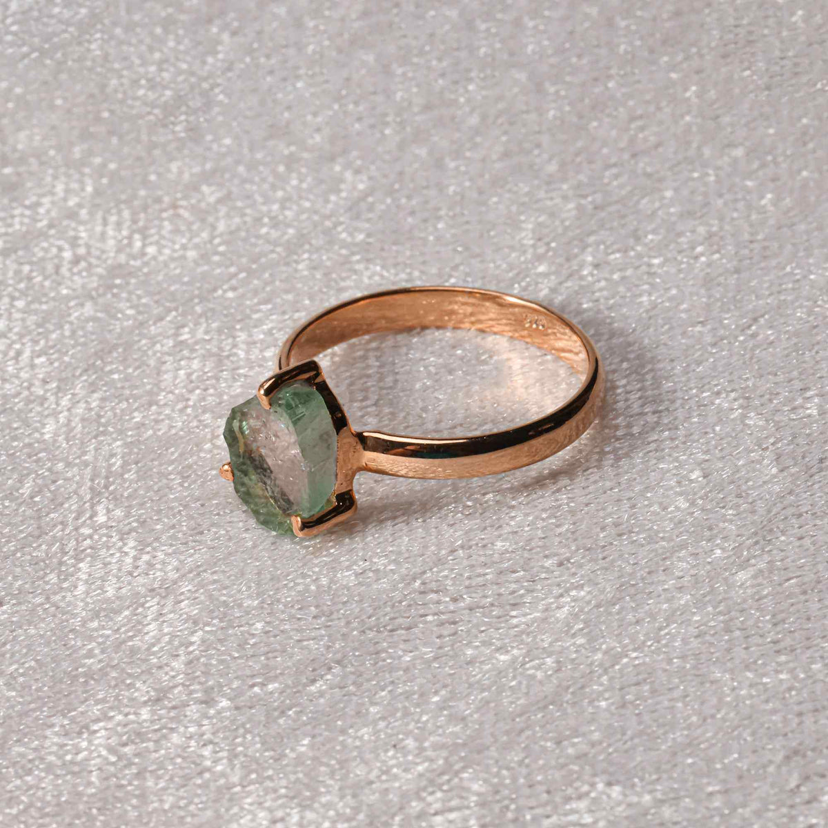 Raw Watermelon Tourmaline 10–15mm Ring in 925 Sterling Silver