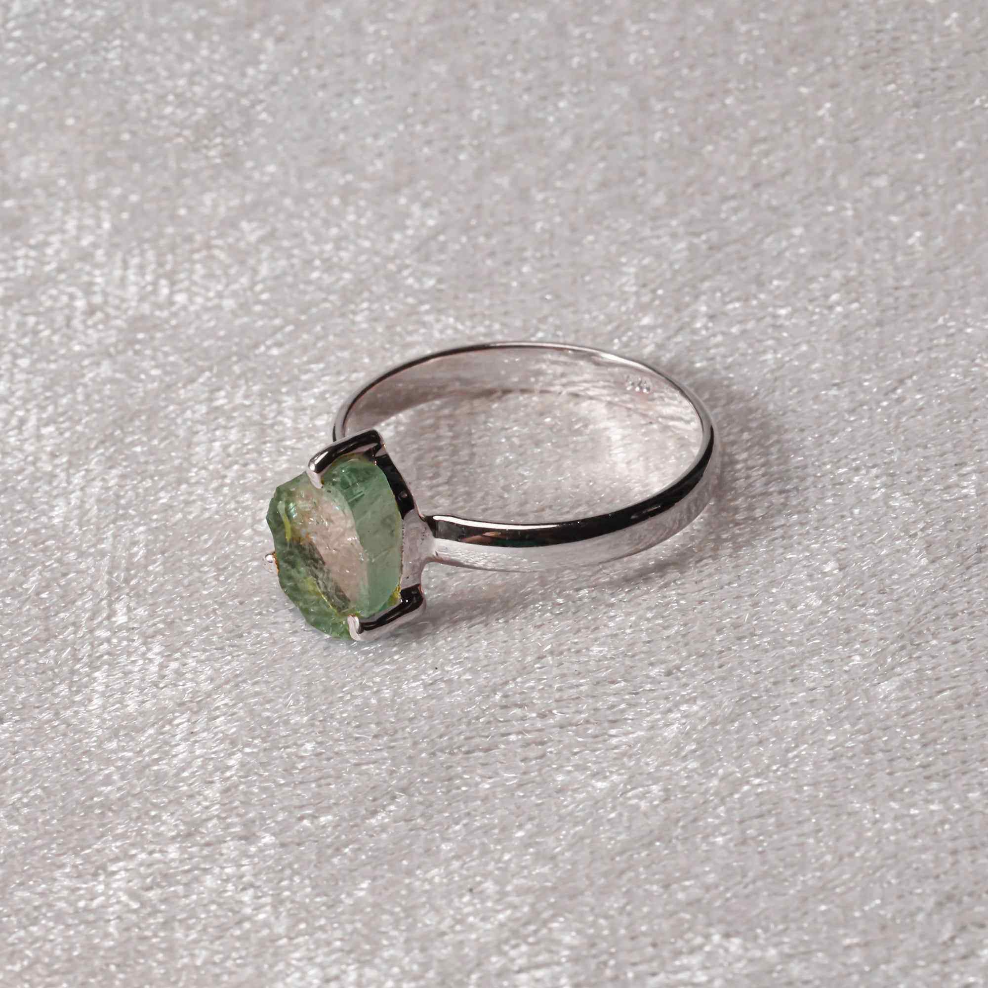 Raw Watermelon Tourmaline 10–15mm Ring in 925 Sterling Silver