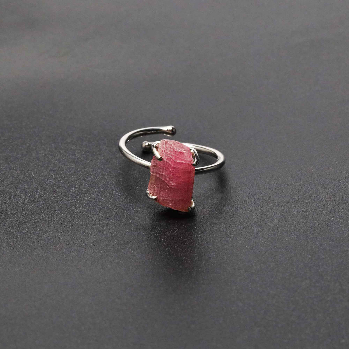 Raw Pink Tourmaline Ring in 925 Sterling Silver Rough Gemstone Ring Handmade October Birthstone Jewelry