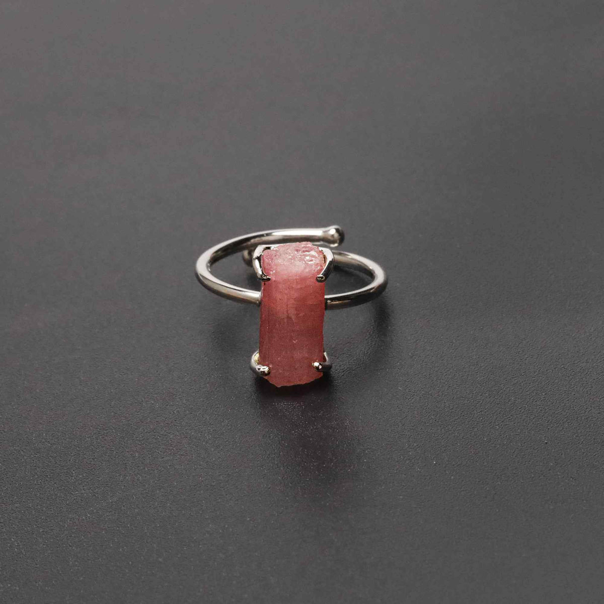 Raw Pink Tourmaline 6x13mm Ring in 925 Sterling Silver Rough Gemstone Handmade October Birthstone Jewelry