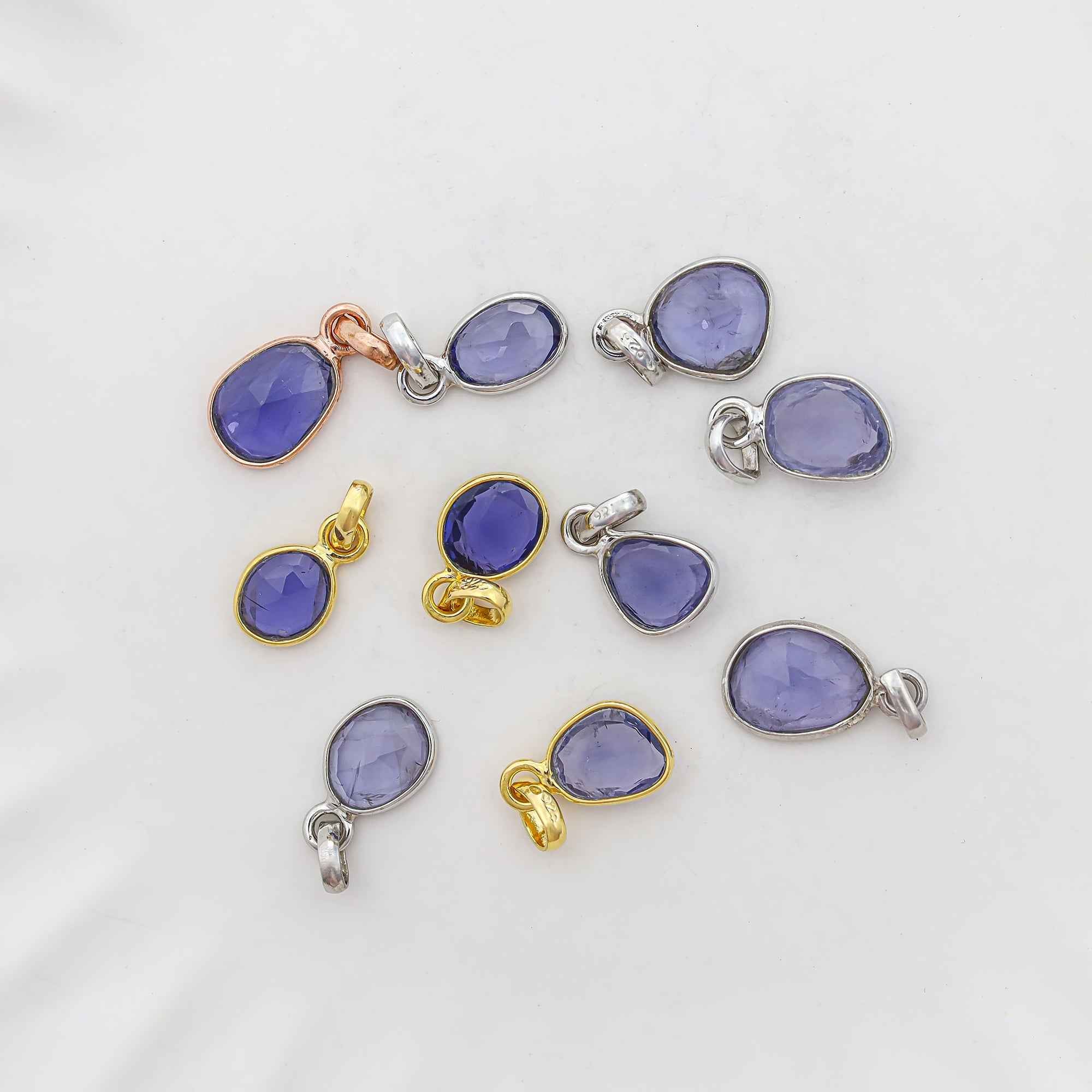 Iolite Rose Cut Pendant Natural Violet Blue Gemstone Pendant 925 Sterling Silver Handmade Jewelry Gift