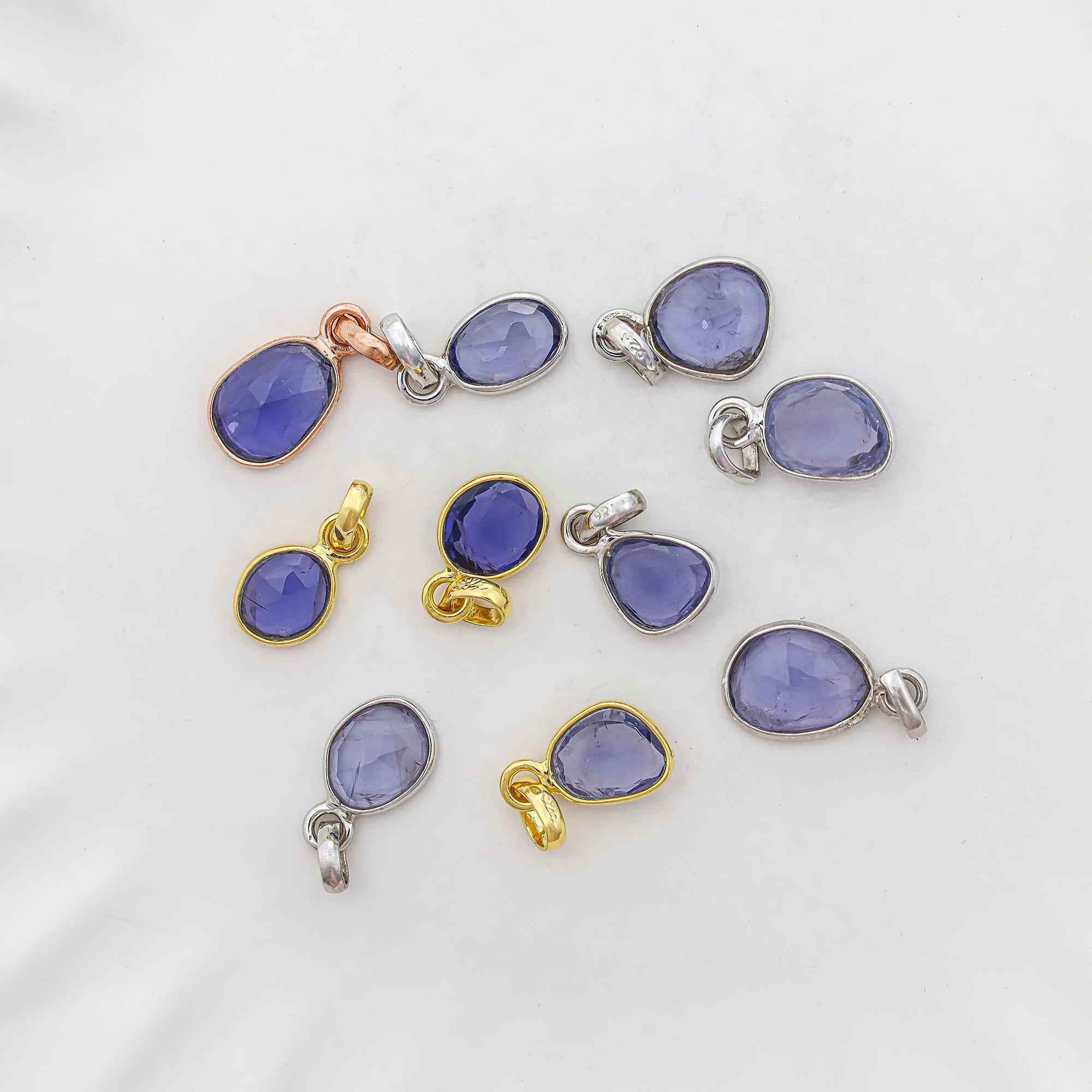 Iolite Rose Cut Pendant Natural Violet Blue Gemstone Pendant 925 Sterling Silver Handmade Jewelry Gift