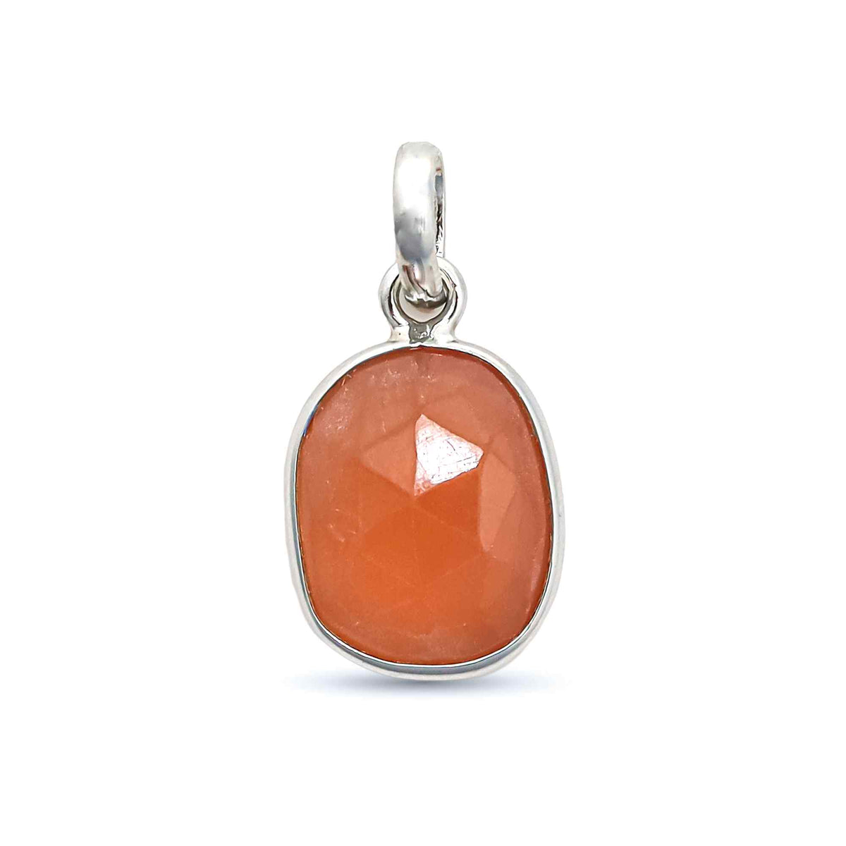 Large pink Rhodochrosite gemstone pendant on sterling silver chain, handmade jewelry by Himalya Quartz, natural Peru rose cut gemstone