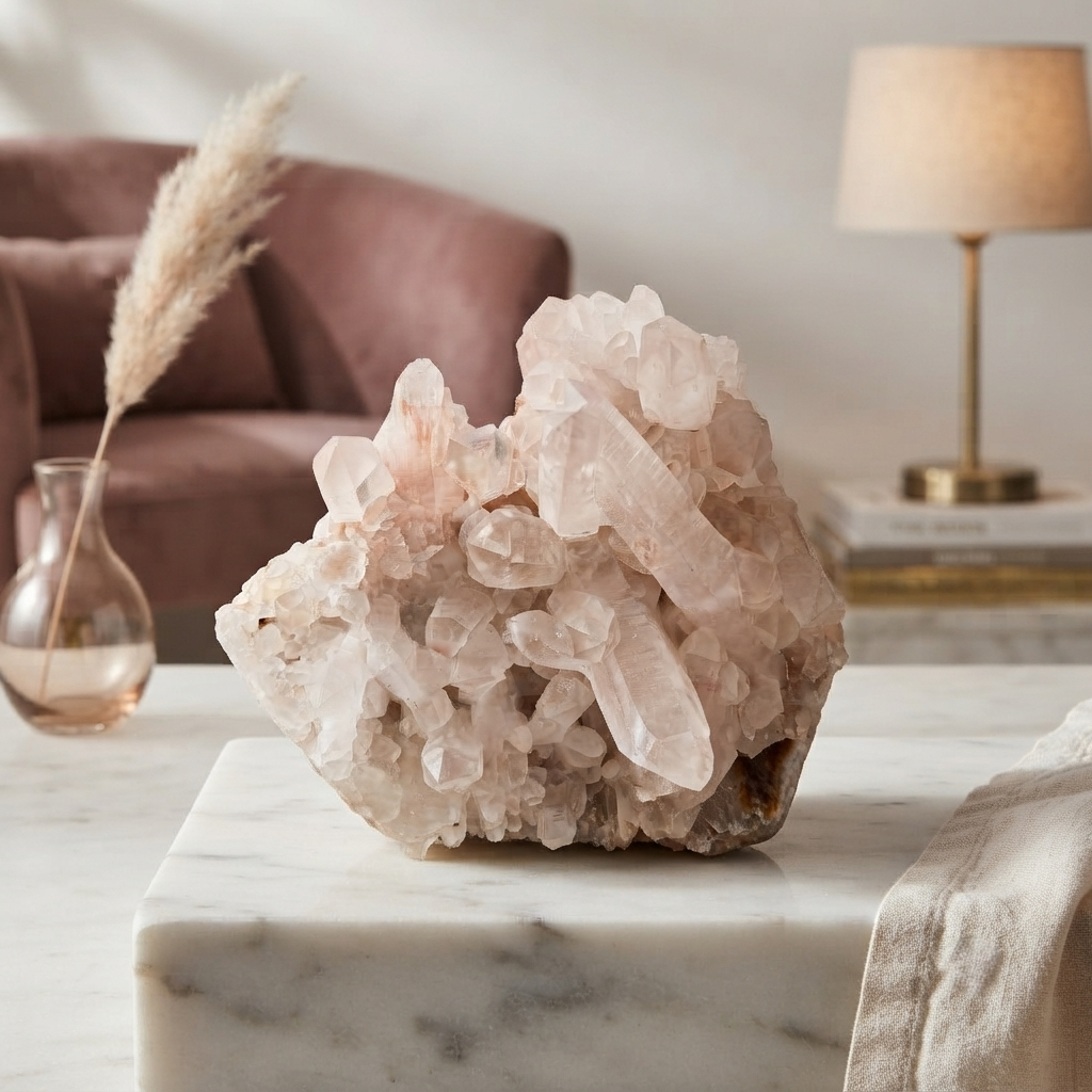 Raw Natural Pink Himalayan Quartz Collector Cluster Display Specimen