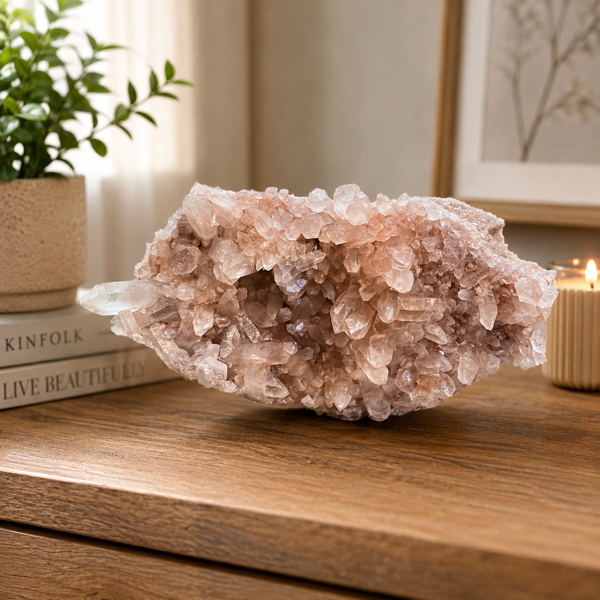 Pink Phantom Quartz Himalayan Raw Cluster Natural Collector Specimen
