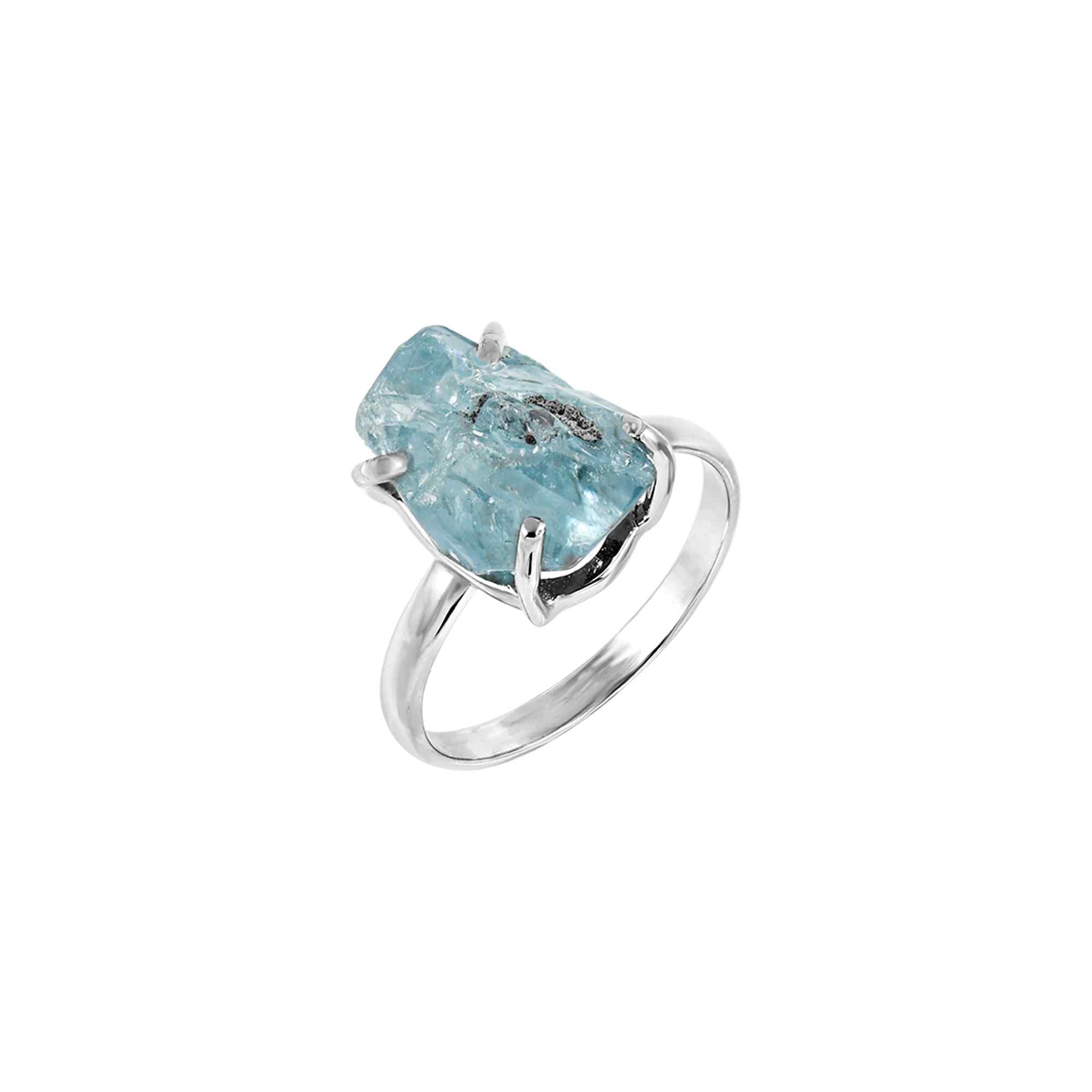 Raw Blue Zircon Ring in 925 Sterling Silver Rough Gemstone Ring Handmade Jewelry