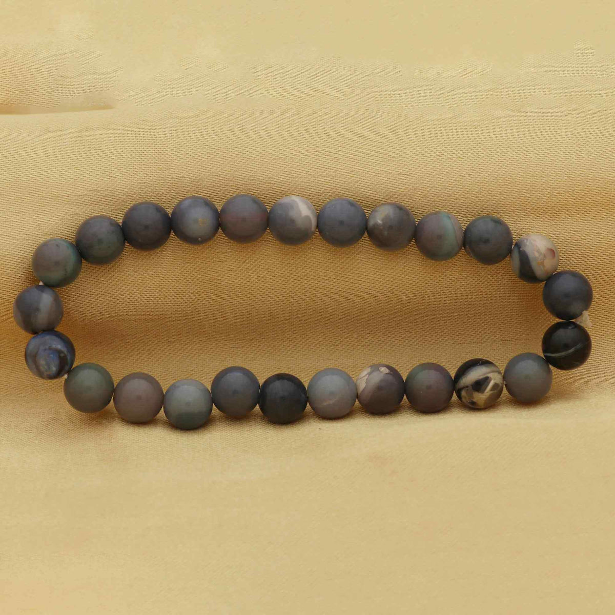 Australian Opal Bracelet Natural Round Beads 71 Ct Handmade Gemstone Jewelry