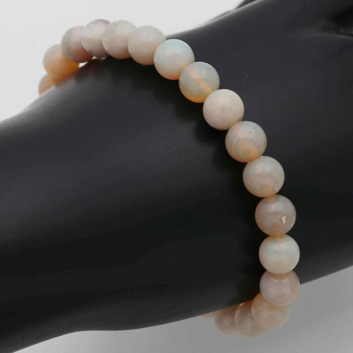 Australian Opal Stretch Bracelet Polished Round Gemstone Beads October Gift 70 Ct