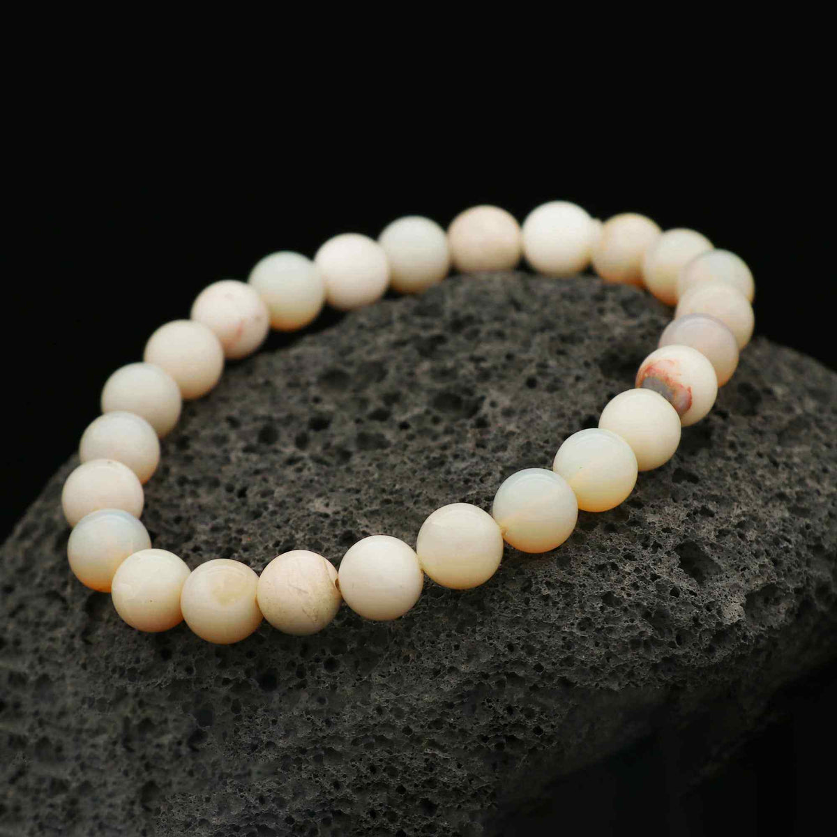 Australian Opal Beaded Bracelet 8mm Natural Round Stones 70 Ct Handmade Jewelry