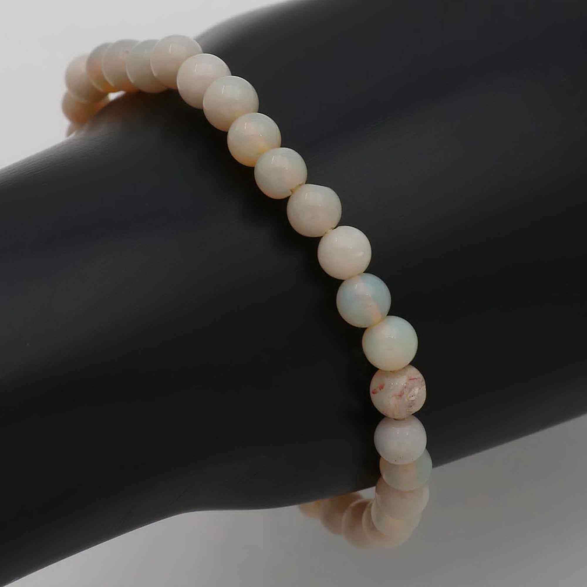 Australian Opal Bracelet 5.2–6.2mm Round Beads Natural 37 Ct Jewelry