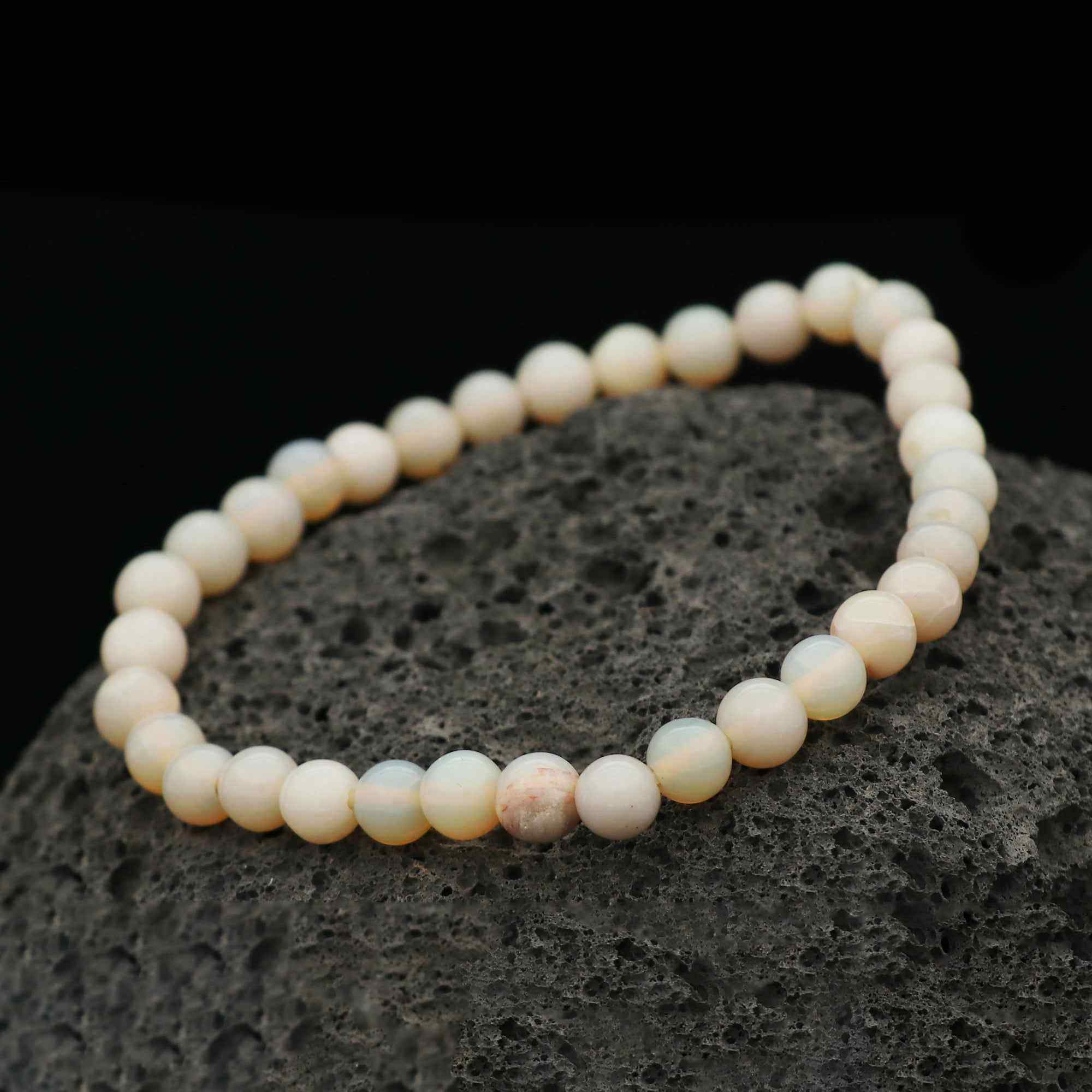 Australian Opal Bracelet 5.2–6.2mm Round Beads Natural 37 Ct Jewelry