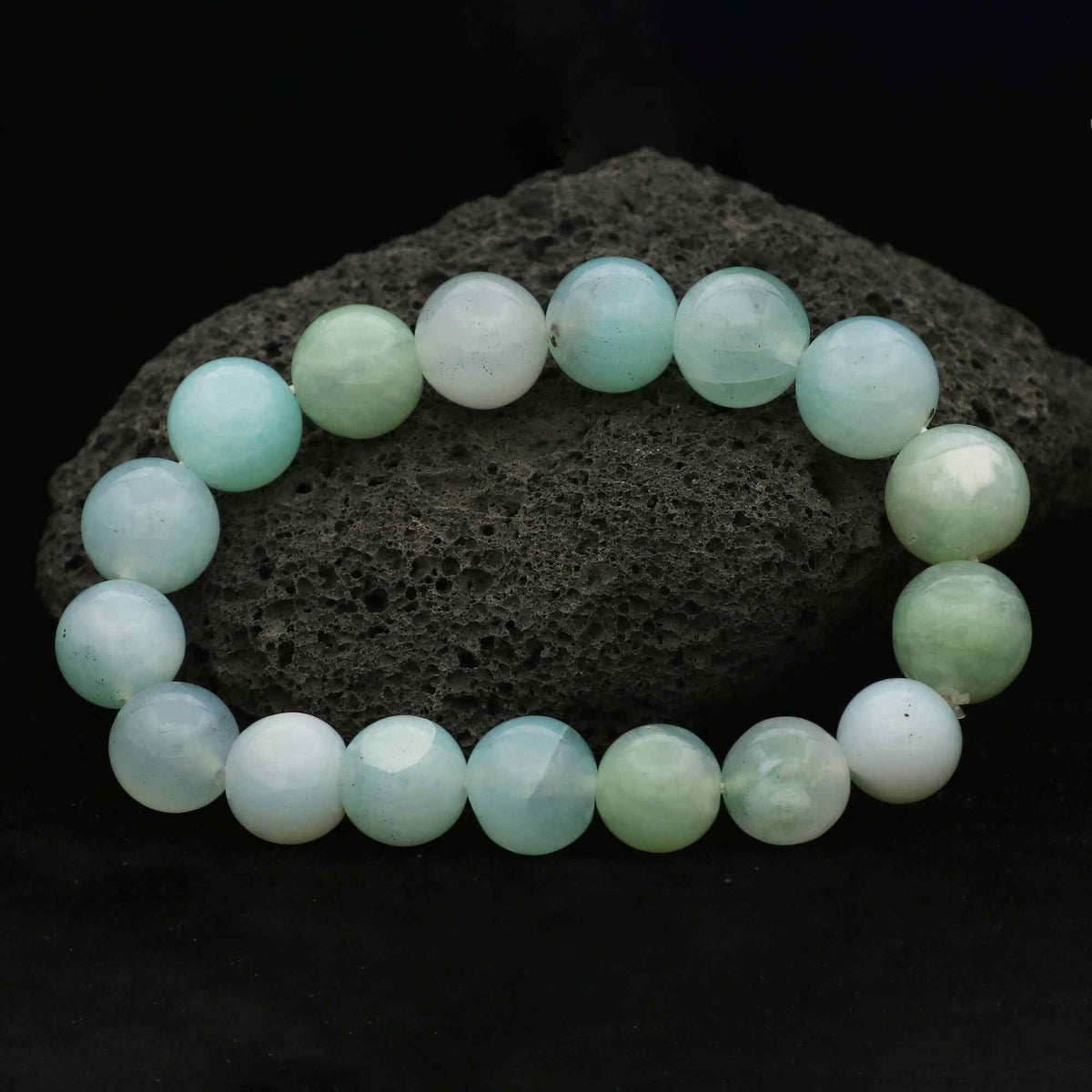 Natural Aqua Chalcedony Round Bracelet Handmade Blue Gemstone Bracelet 197 Ct Beaded Crystal Jewelry
