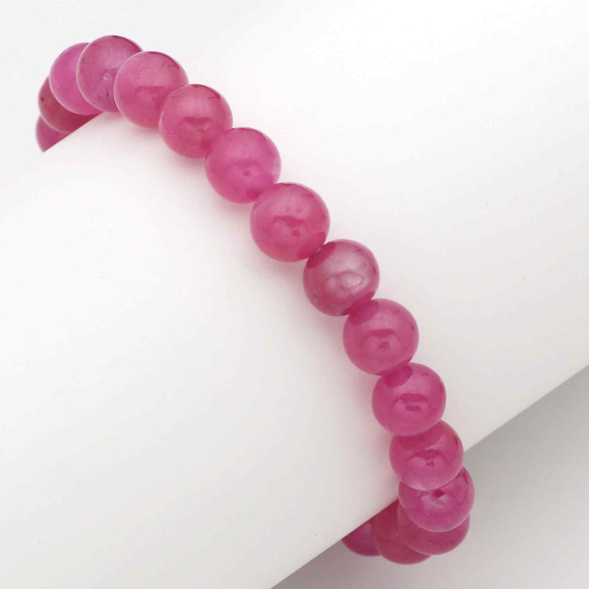 Natural Pink Sapphire Stretch Bracelet Round Beaded Gemstone Handmade Minimalist Jewelry 131 Ct