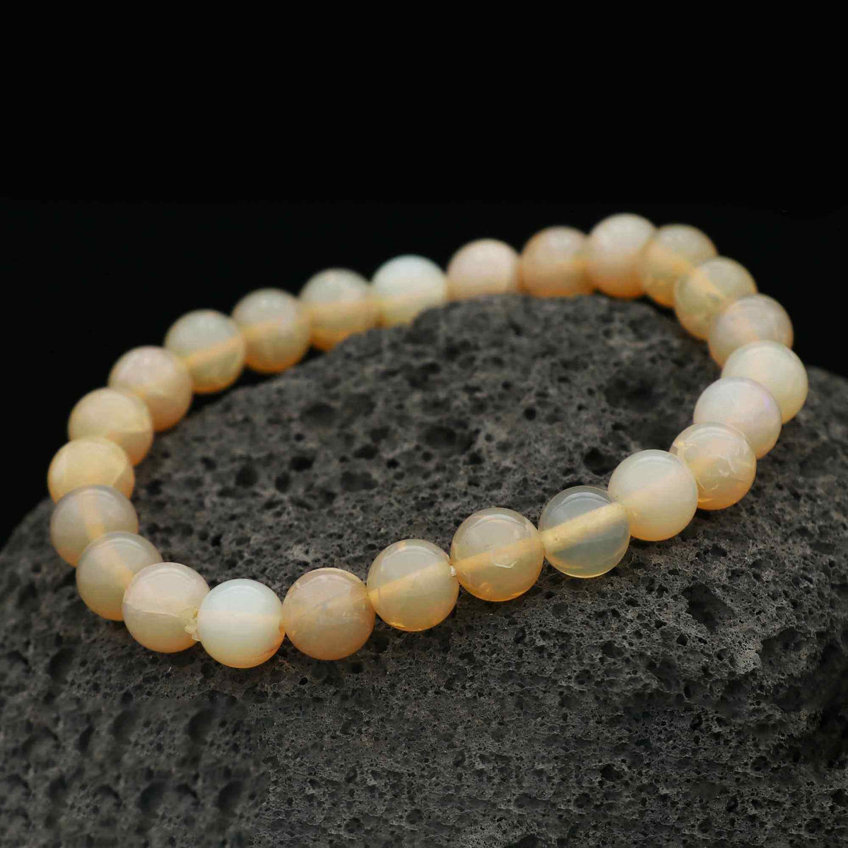 Australian Opal Round Bead Bracelet 69 Ct Natural 8mm Handmade Gemstone Jewelry