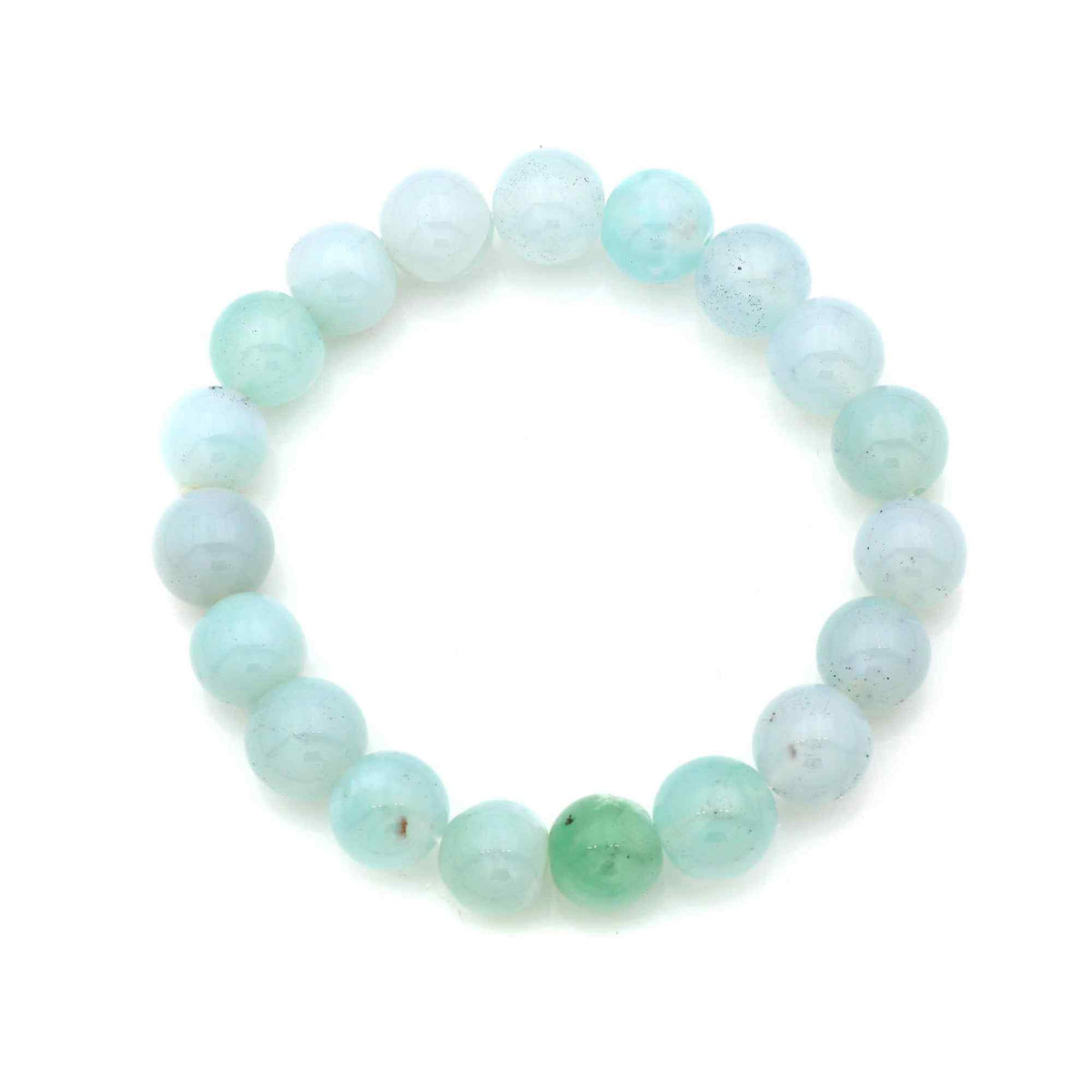 Ocean Blue Chalcedony Bead Bracelet Handmade Natural Round Gemstone Jewelry 163 Ct
