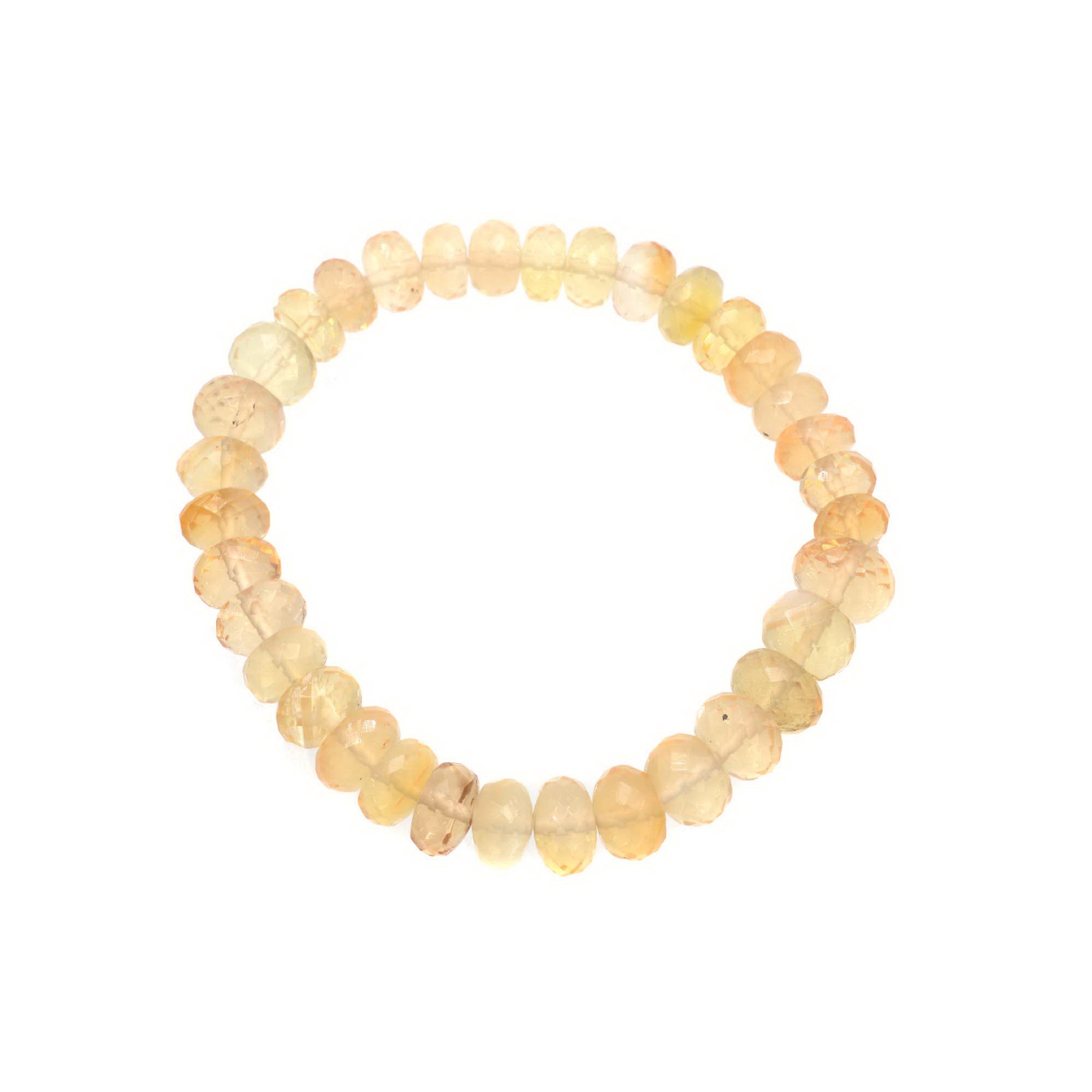Natural Mexican Opal Bracelet Rondelle Faceted Gemstone Beads Handmade 87 Ct