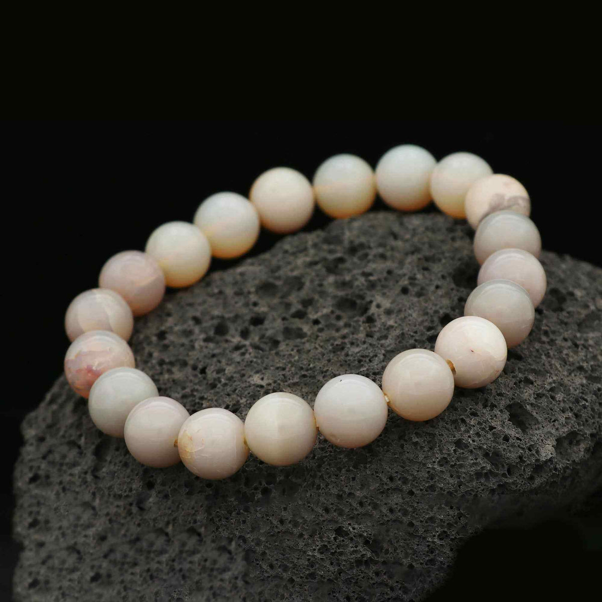 Australian Opal 102 Ct Bracelet Natural 9.3–9.8mm Round Beads Handmade Jewelry