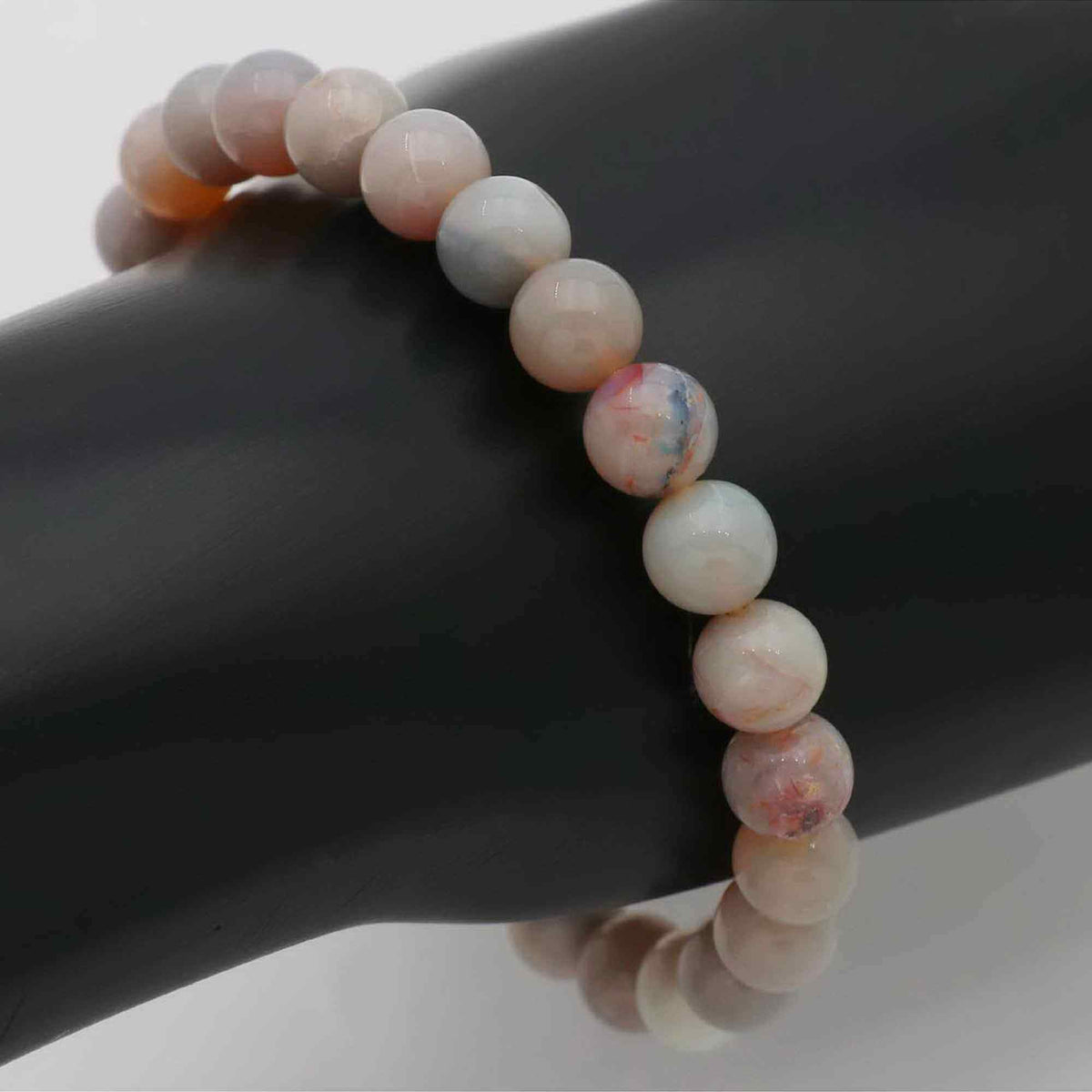 Natural Australian Opal Bracelet 8mm Polished Round Beads 70 Ct Jewelry
