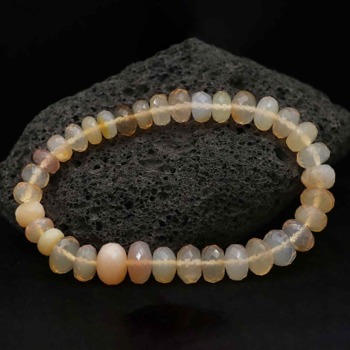 Natural Mexican Opal Pendant Bracelet Rondelle Faceted Gemstone Beads Handmade 88 Ct