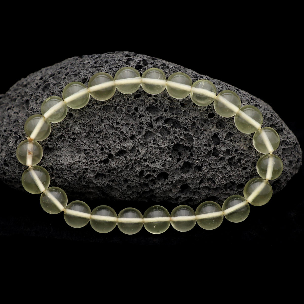Natural Desert Libyan Glass Bracelet Round Plain Beads Handmade 86 Ct