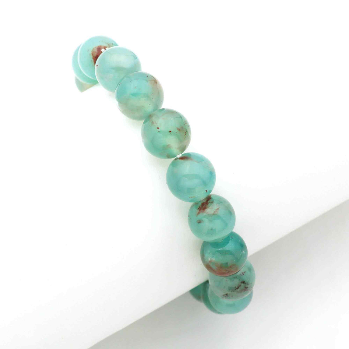Genuine Aqua Chalcedony Gemstone Bracelet Handmade Round Crystal Jewelry 153 Ct