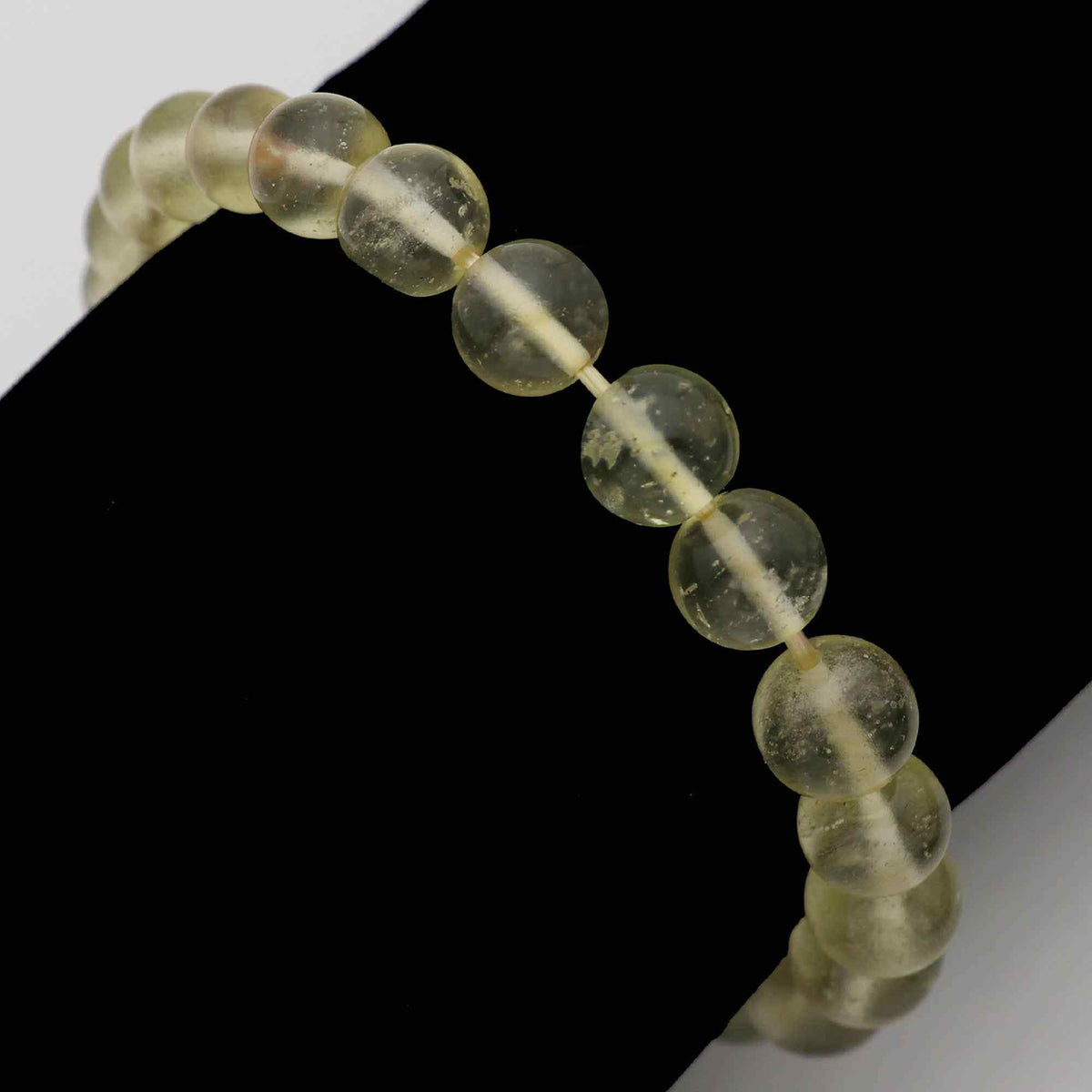 Natural Desert Libyan Glass Bracelet Round Plain Gemstone Beads Handmade 77 Ct