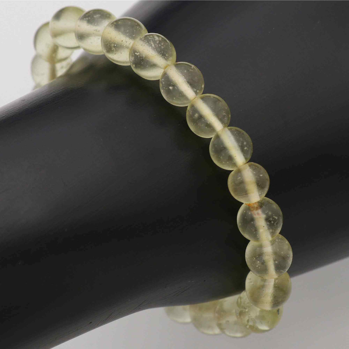 Natural Desert Libyan Glass Bracelet Round Plain Gemstone Beads Handmade 77 Ct