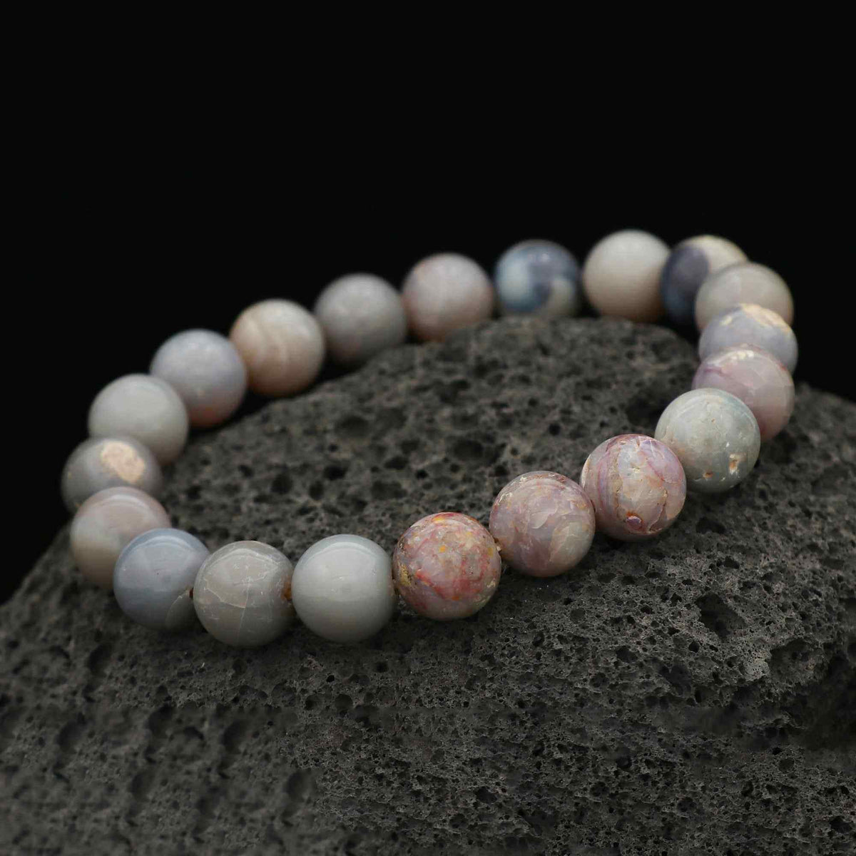 Natural Australian Opal Bracelet 102 Ct 8.9–9.8mm Round Beads Handmade Jewelry