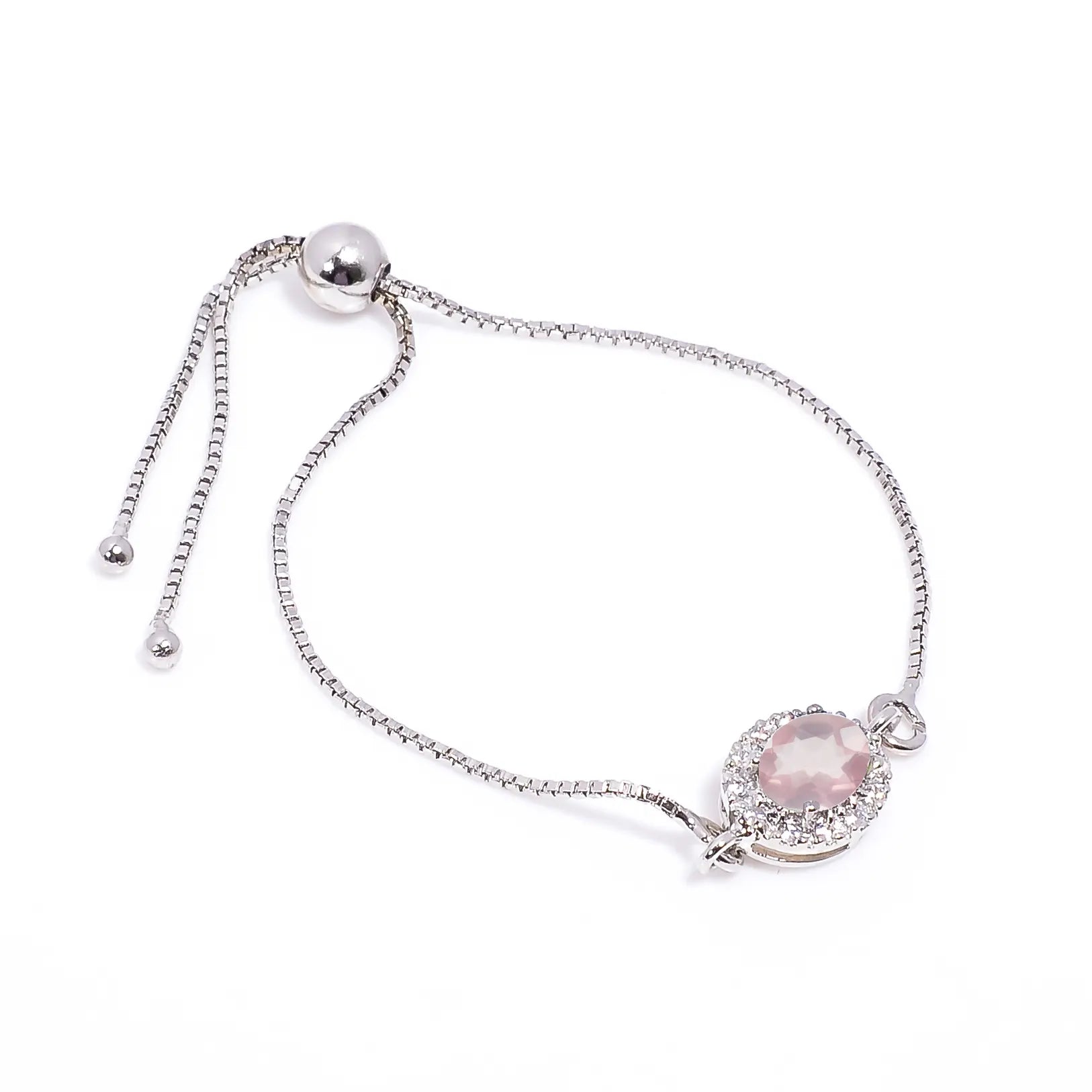 Rose Quartz Silver Bracelet – Oval Cut 6×8 mm