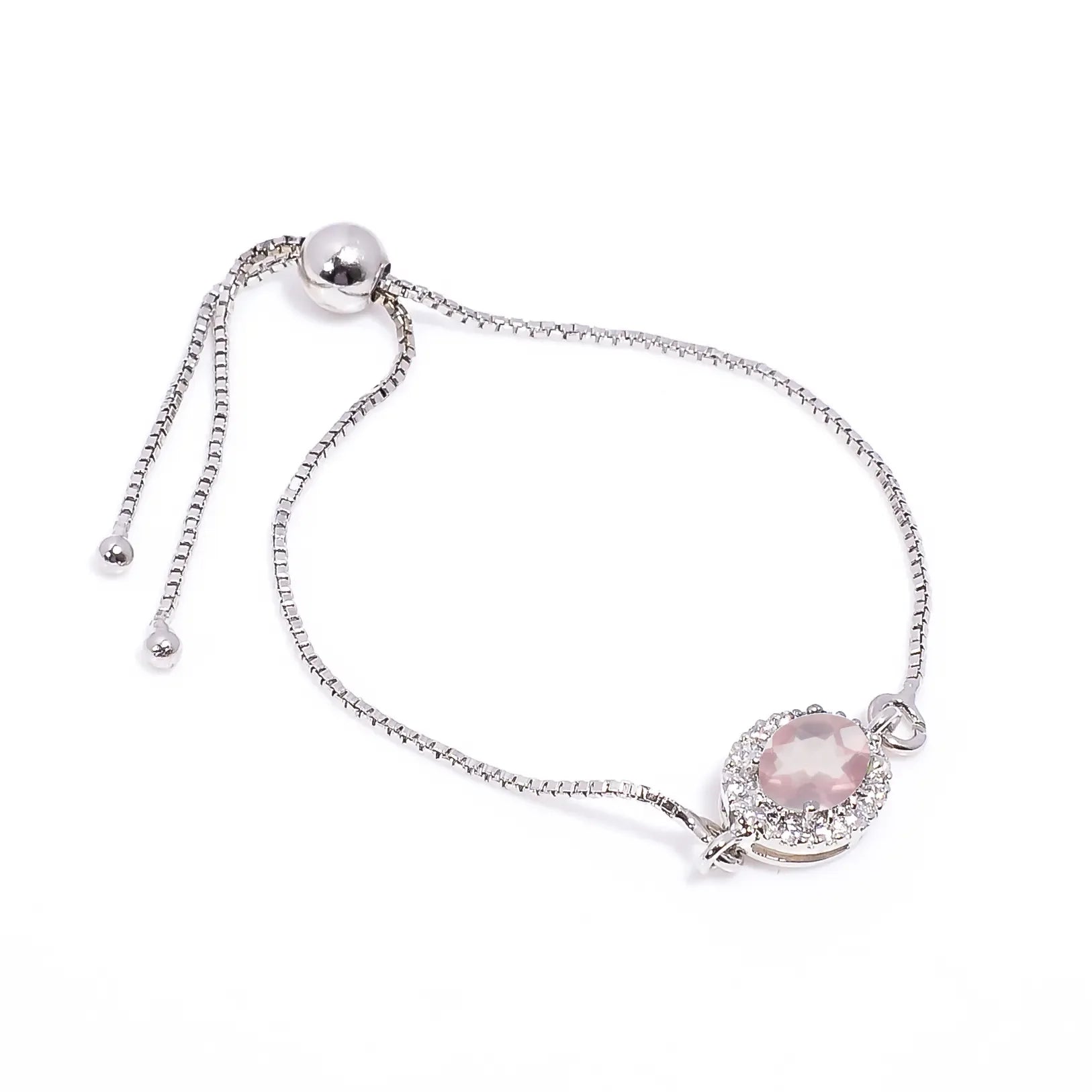 Rose Quartz Silver Bracelet – Oval Cut 6×8 mm Gemstone Bracelets