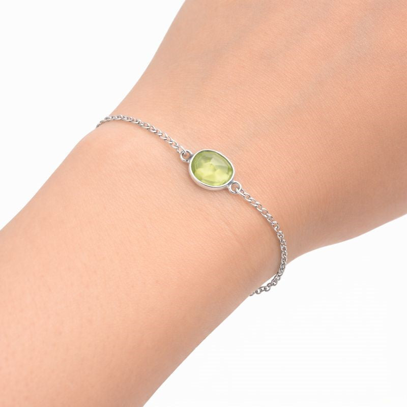 Fresh Lime Peridot Rose-Cut Bracelet in 925 Sterling Silver
