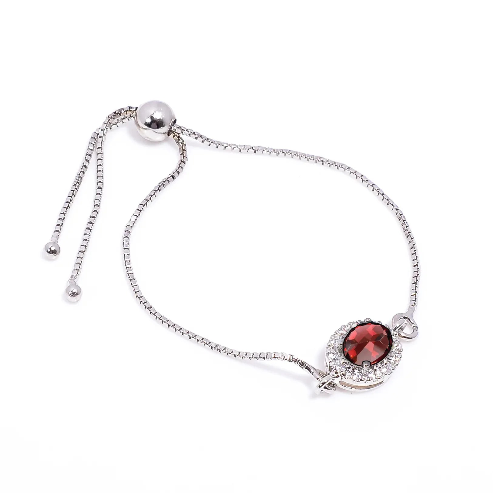 Garnet Silver Bracelet – Oval Cut 6×8 mm - Himalya Quartz