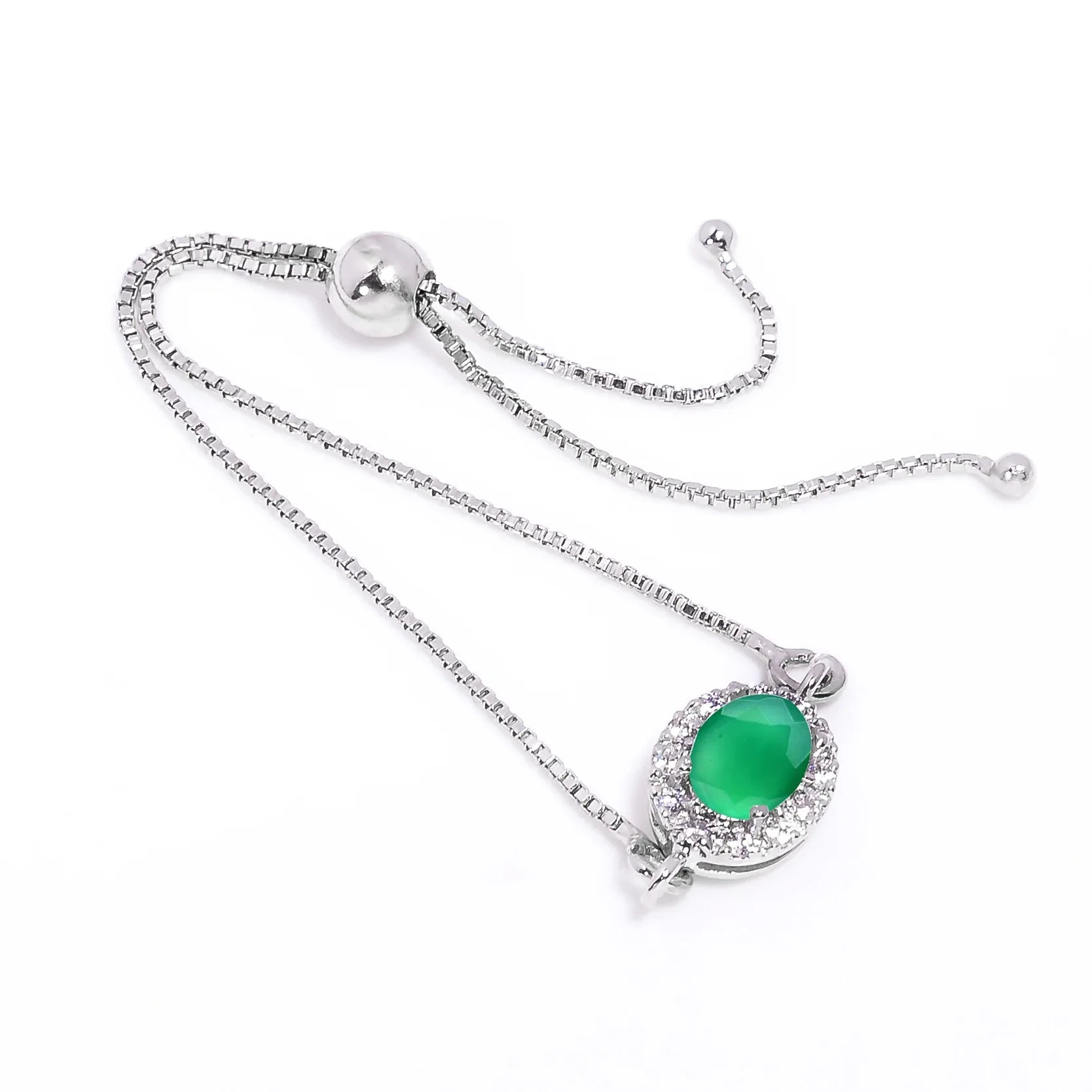 Green Onyx Silver Bracelet – Oval Cut 6×8 mm Gemstone Bracelets