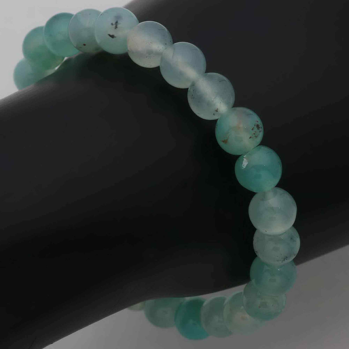 Premium Aqua Chalcedony Stretch Bracelet Natural Round Gemstone Beads Handmade 89 Ct