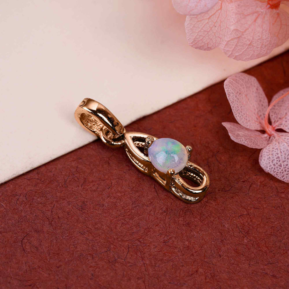 Fire Opal Teardrop Necklace 5x4mm Pear Cabochon Pendant in 925 Silver Artisan Gemstone Jewelry