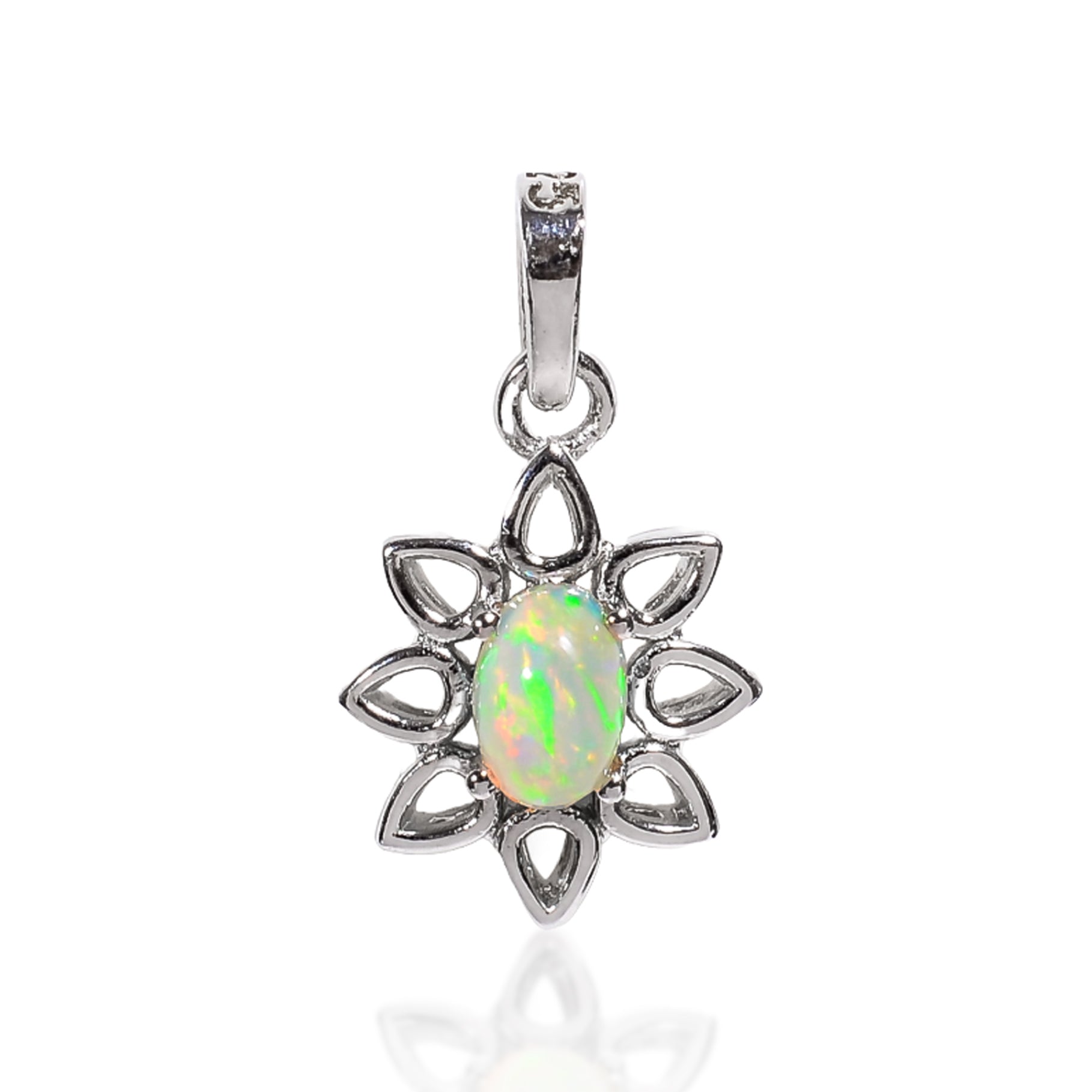 Opal Voyager Amulet 4x6mm Oval Cabochon 925 Silver Wanderlust Collection Adventure Inspired Charm