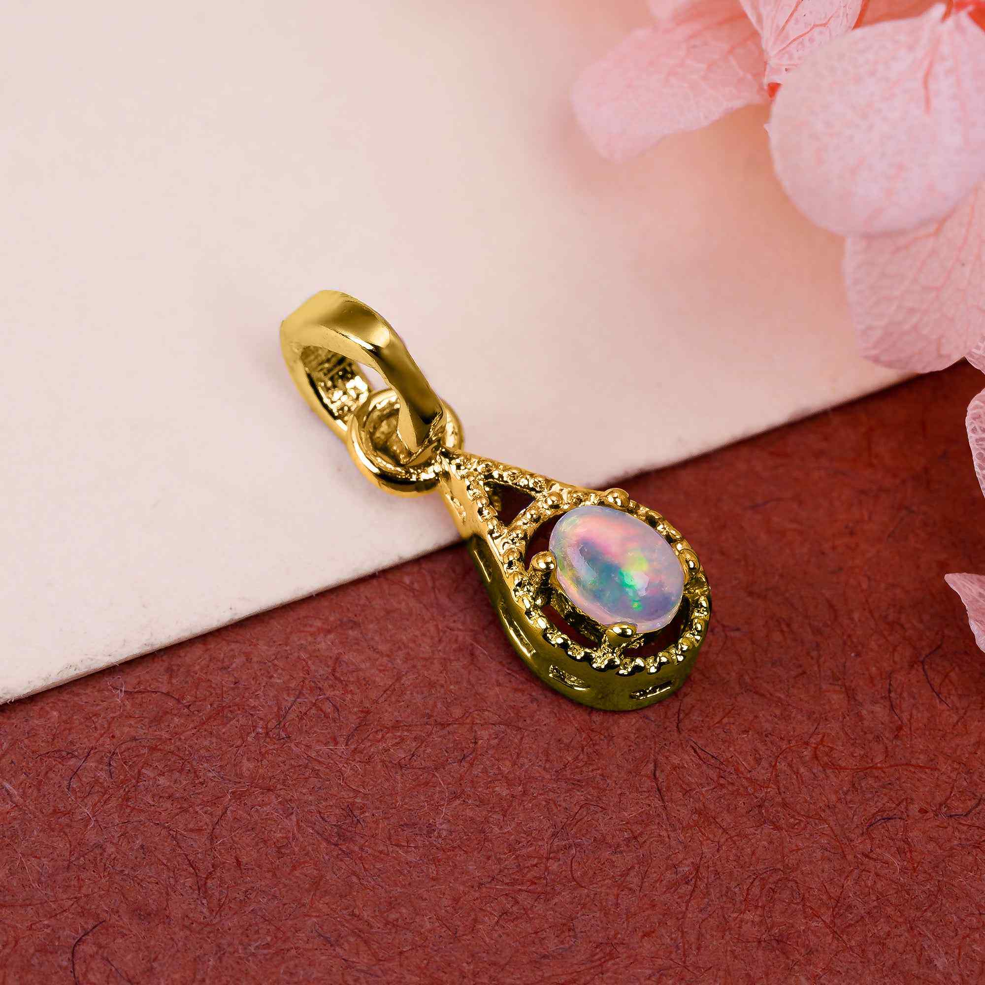 Opal Accent Pendant 3x4mm Oval Gemstone Charm 925 Silver Fine Jewelry Color Play Necklace